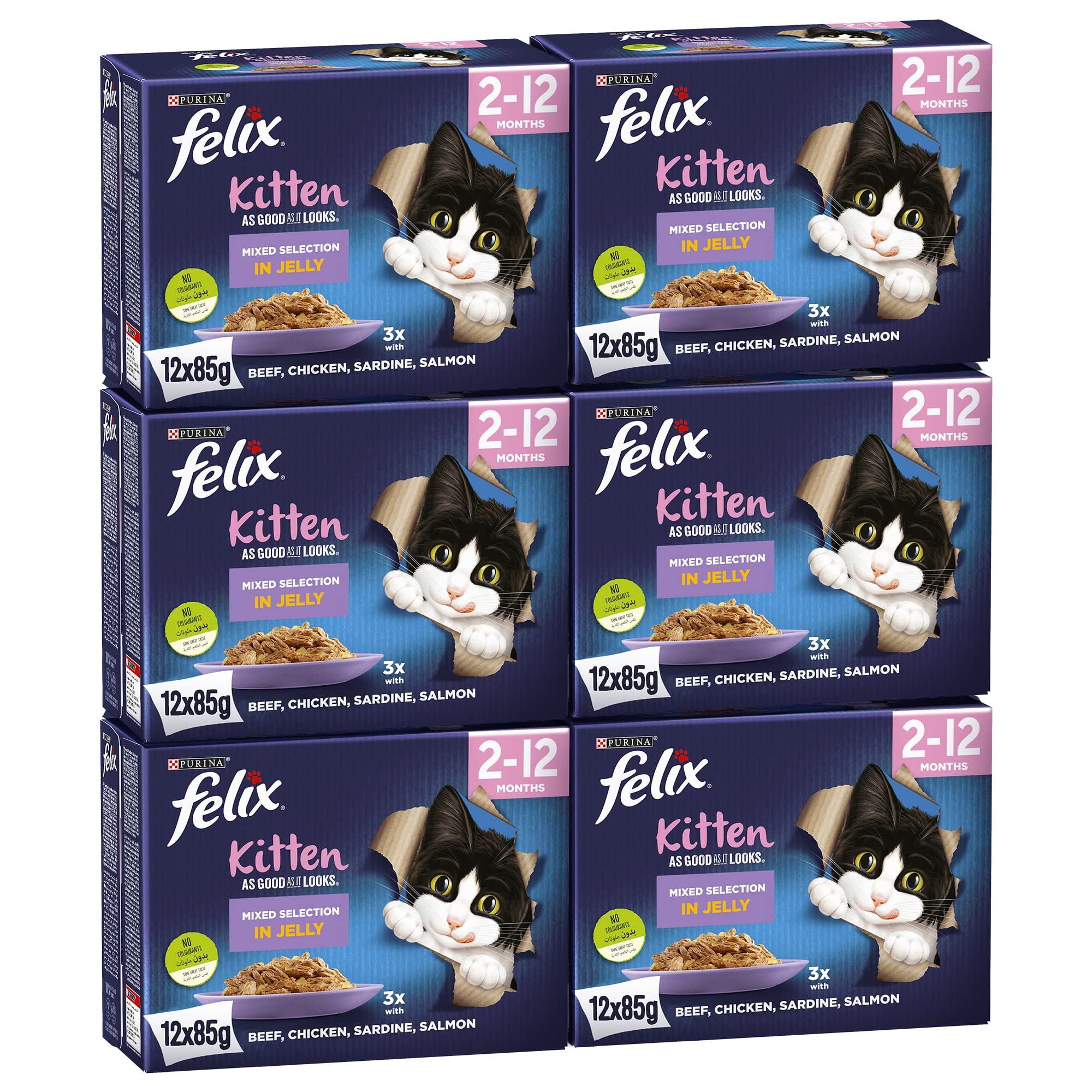 Purina Kitten Felix As Good As It Looks Mixed Selection In Jelly For 2-12 Months 85g, 72 Sachets