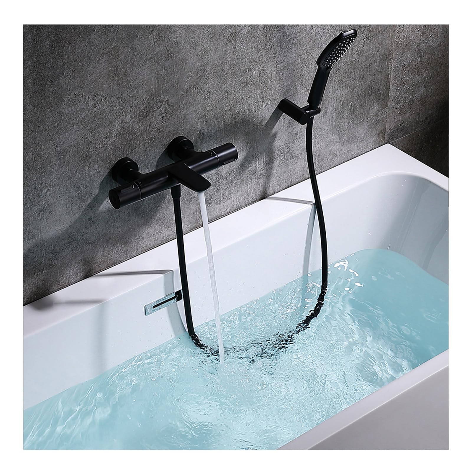Robinet de baignoire thermostatique avec douchette mitigeur mural facile