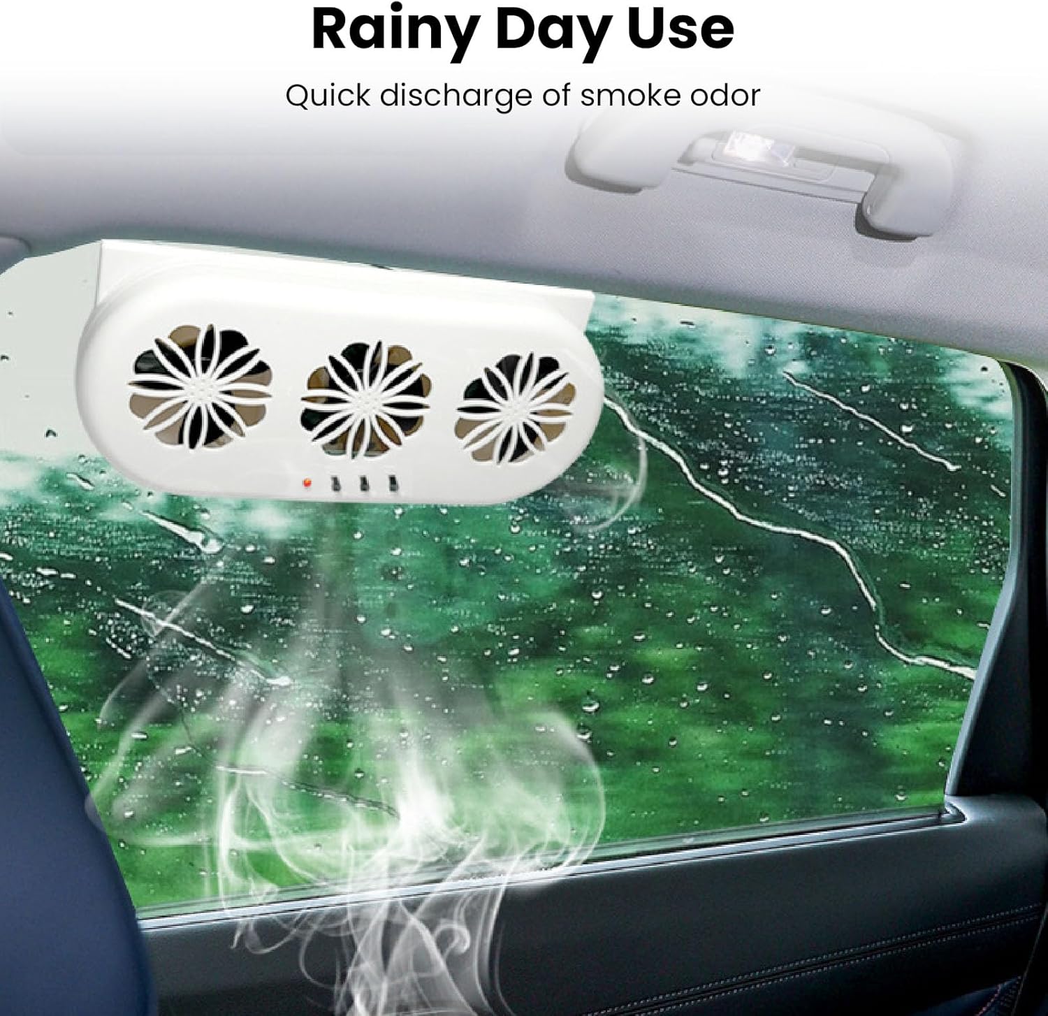 Car Solar Exhaust Fan, 5000RPM Strong Wind Cooling Air Circulation Vent Fan with USB Interface, Solar Power Supply, Energy Saving for Car, Office, Home Use (White)
