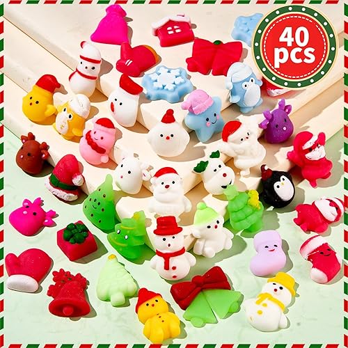 Miniatura 2 de 40 juguetes de Navidad Mochi Squishies para fiestas, regalos para niños, estudiantes, premios de Navidad, bolsas de regalo, regalos