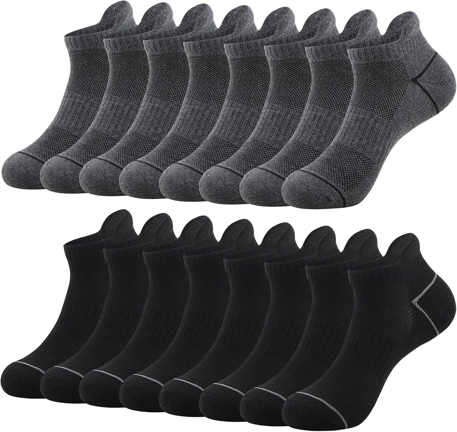 JOYNÉE Mens Ankle Athletic Socks for Men Running Low Cut Tab Socks 8 Pairs Sports Workout Socks,Sock Size 10-13