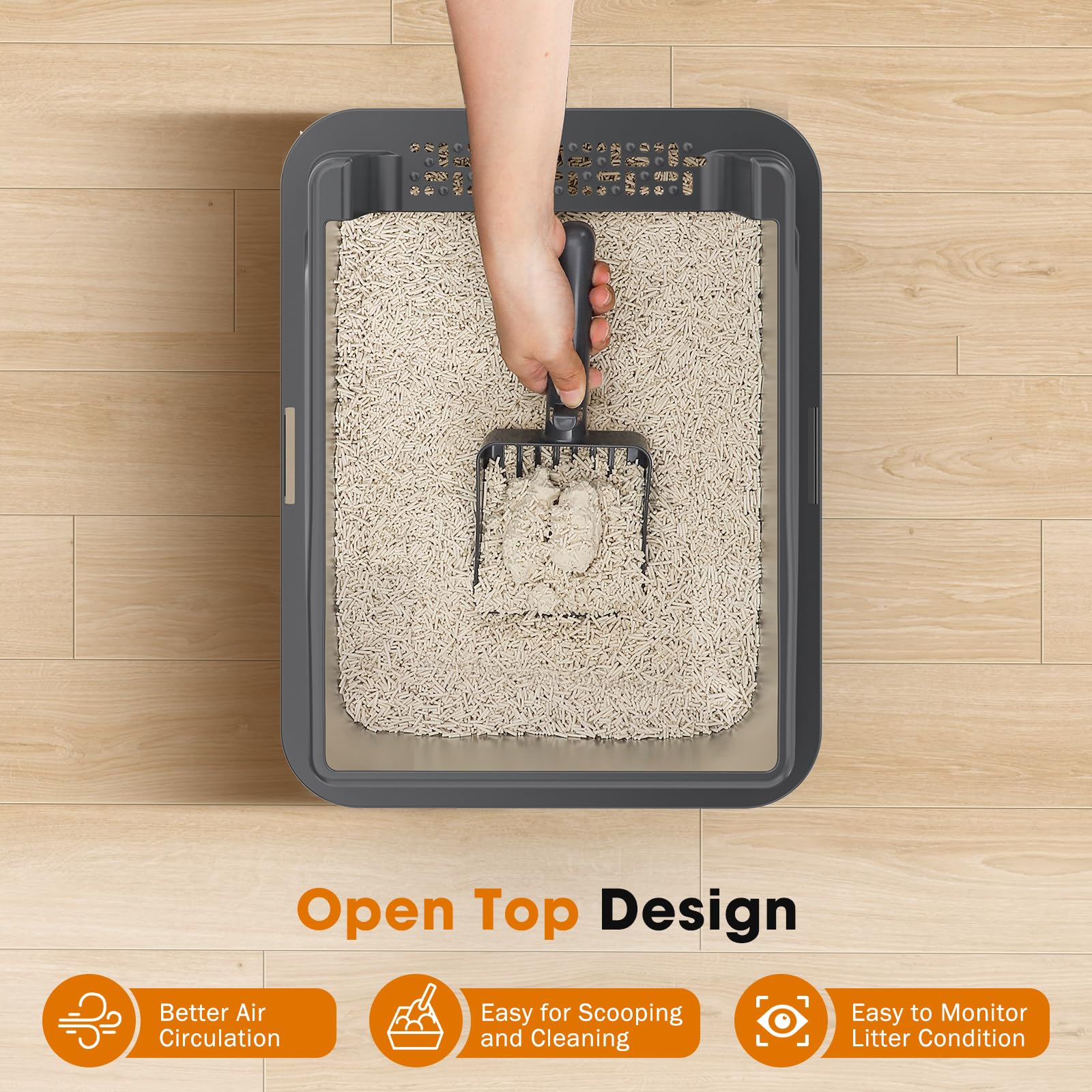 2PACK Stainless Steel Cat Litter Box with Lid, High-Sided Metal Litter Pan for Small Cats, Kitty Litter Box, Non-Stick & Odor-Resistant, Anti-Urine Leakage, Easy to Clean, Scoop Included - image 7