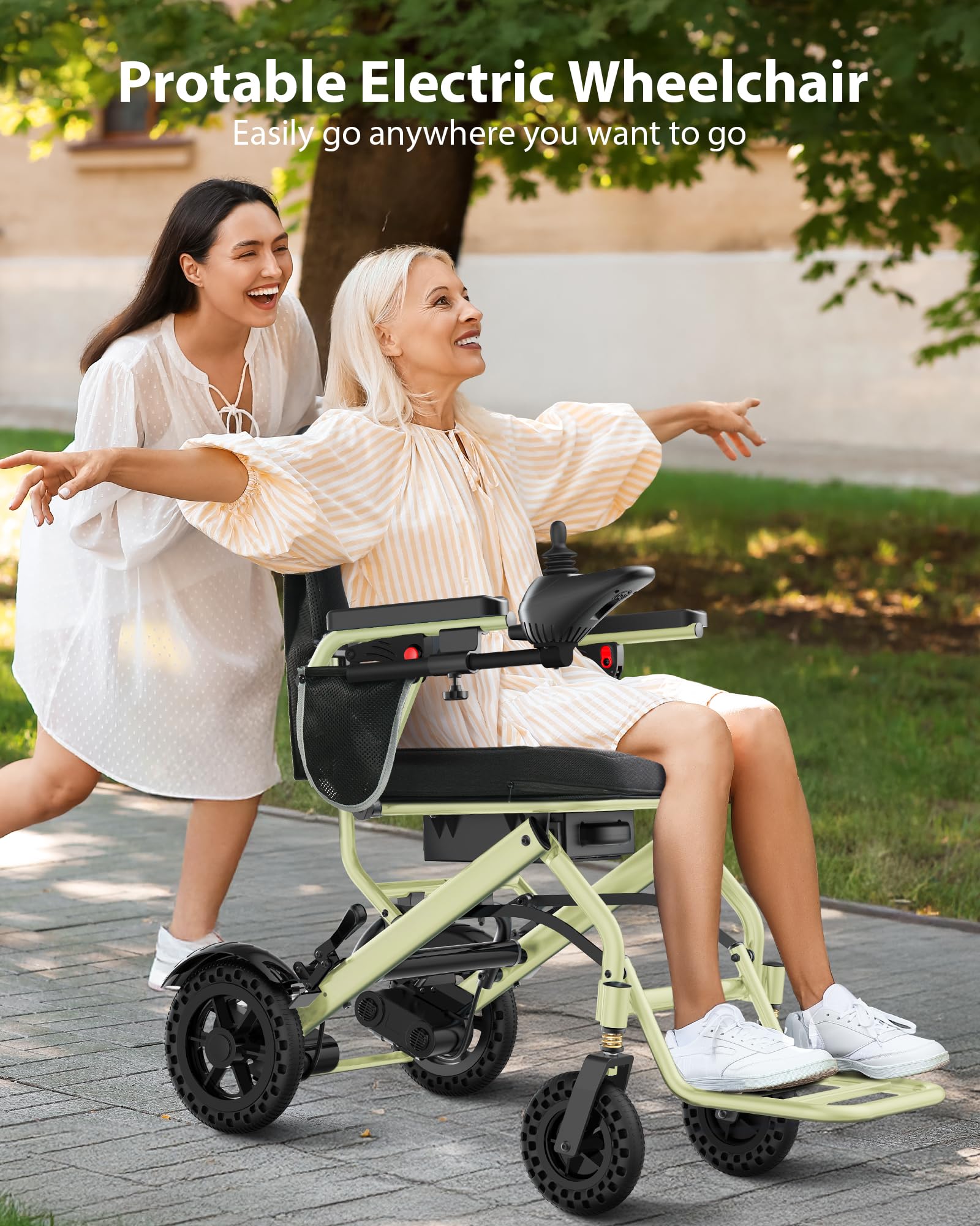 Fauteuil Roulant Électrique Pliable 15 kg, Autonomie 24 km, Charge Max 150 kg, Moteur 360 W, Léger et Compact, pour Adultes et Personnes Âgées, Voyage en Avion, Frein Électromagnétique