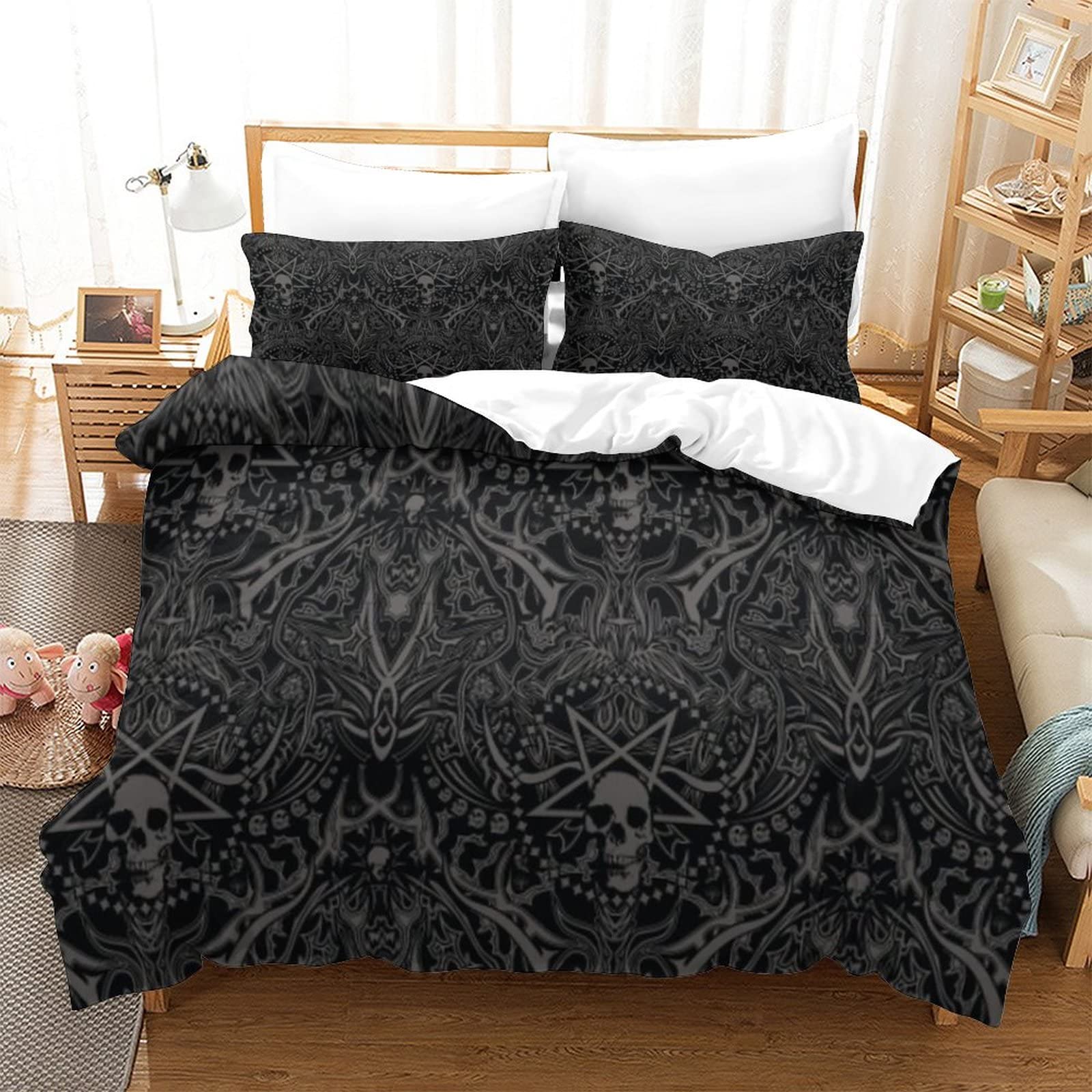 Housses de couette squelettes en microfibre douce avec zip invisible