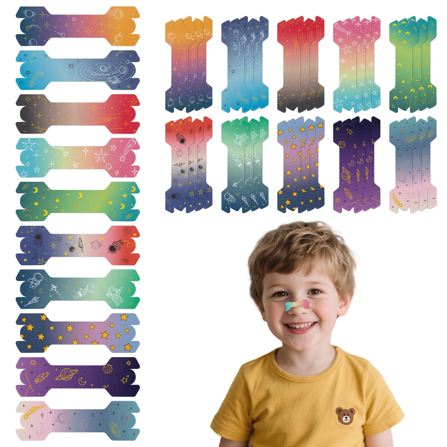 Kuabiz 30 Pcs Kids Nasal Strips 1 73 x 0 55 Small Size Kids Nose Strips Starry Sky