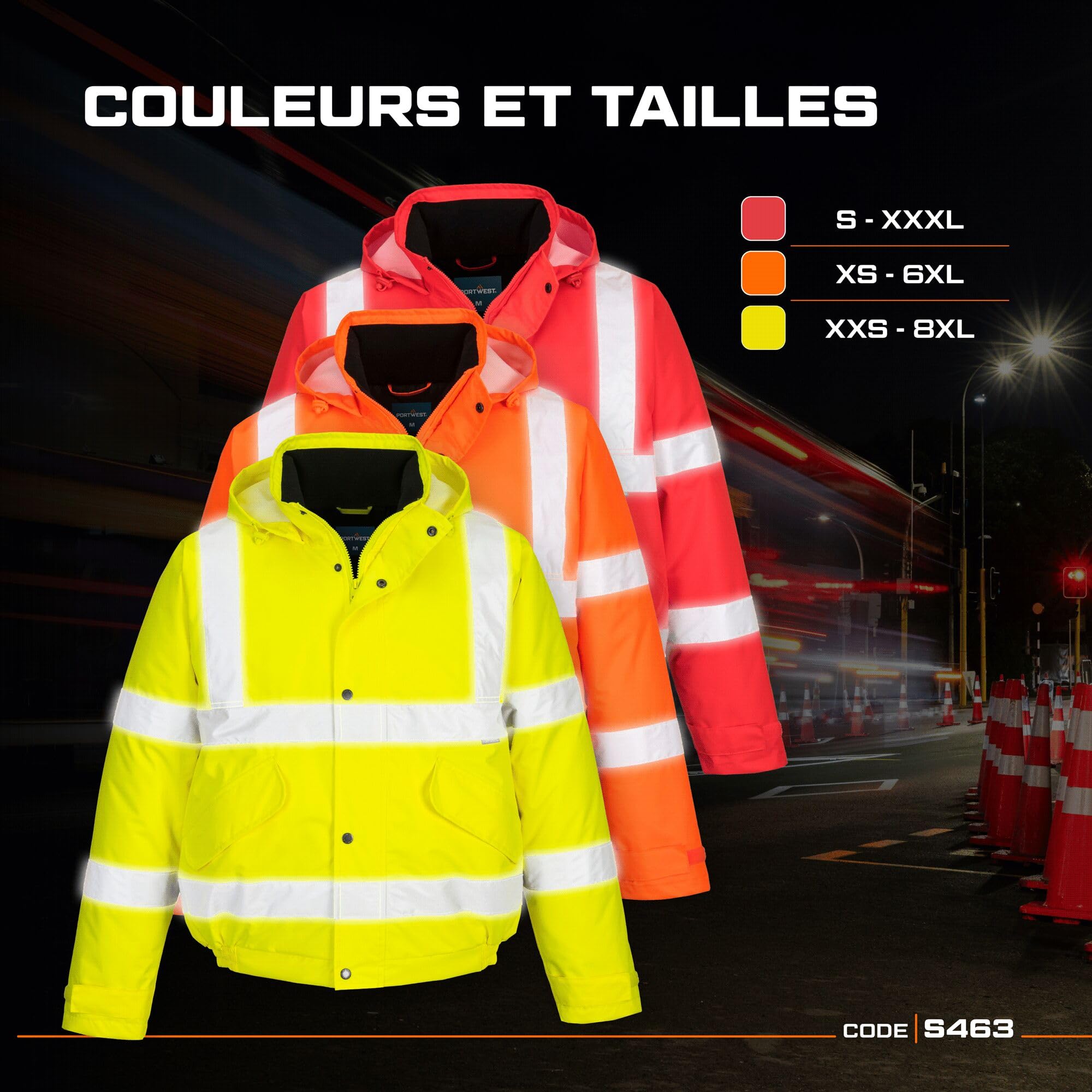 Portwest Blouson Hi-Vis, Couleur: Rouge, Taille: M, S463RERM