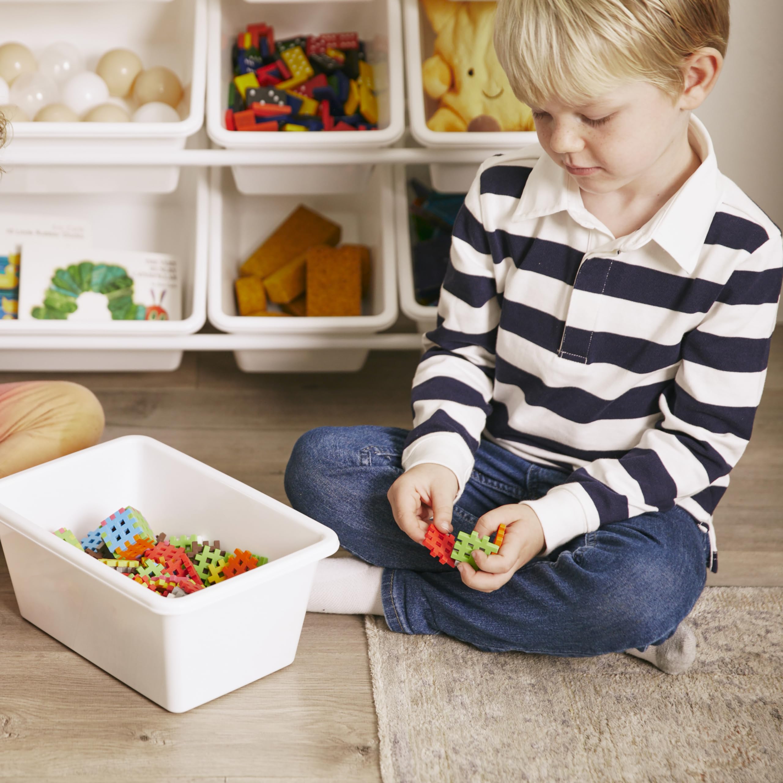 ECR4Kids Organizzatore a 4 livelli con 16 vassoi, portaoggetti per giocattoli, grigio/bianco