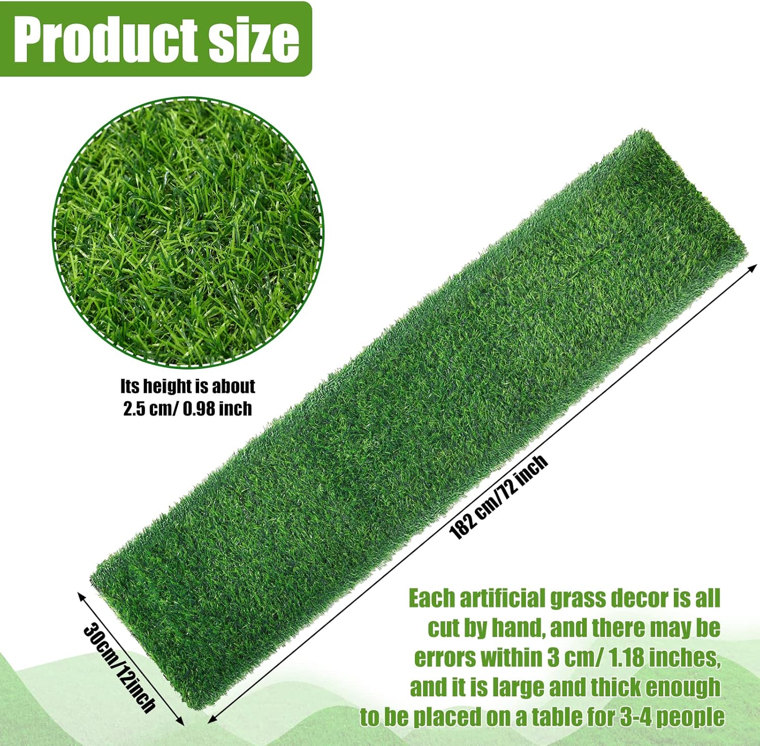 Grass Table Runner Artificial Tabletop Decor Synthetic Turf Grass Placemats Grass Table Liner Green Rug Table Cloths for Parties Wedding Banquet Faux Moss Table Runner (8, 12 x 72 Inch)