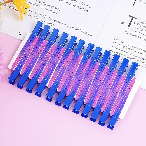 Miniatura 4 de Bantoye - Paquete de 24 pinzas de pato, 3.35 pulgadas de metal a prueba de óxido con agujeros para peinar el cabello, colorear el cabello, degradado