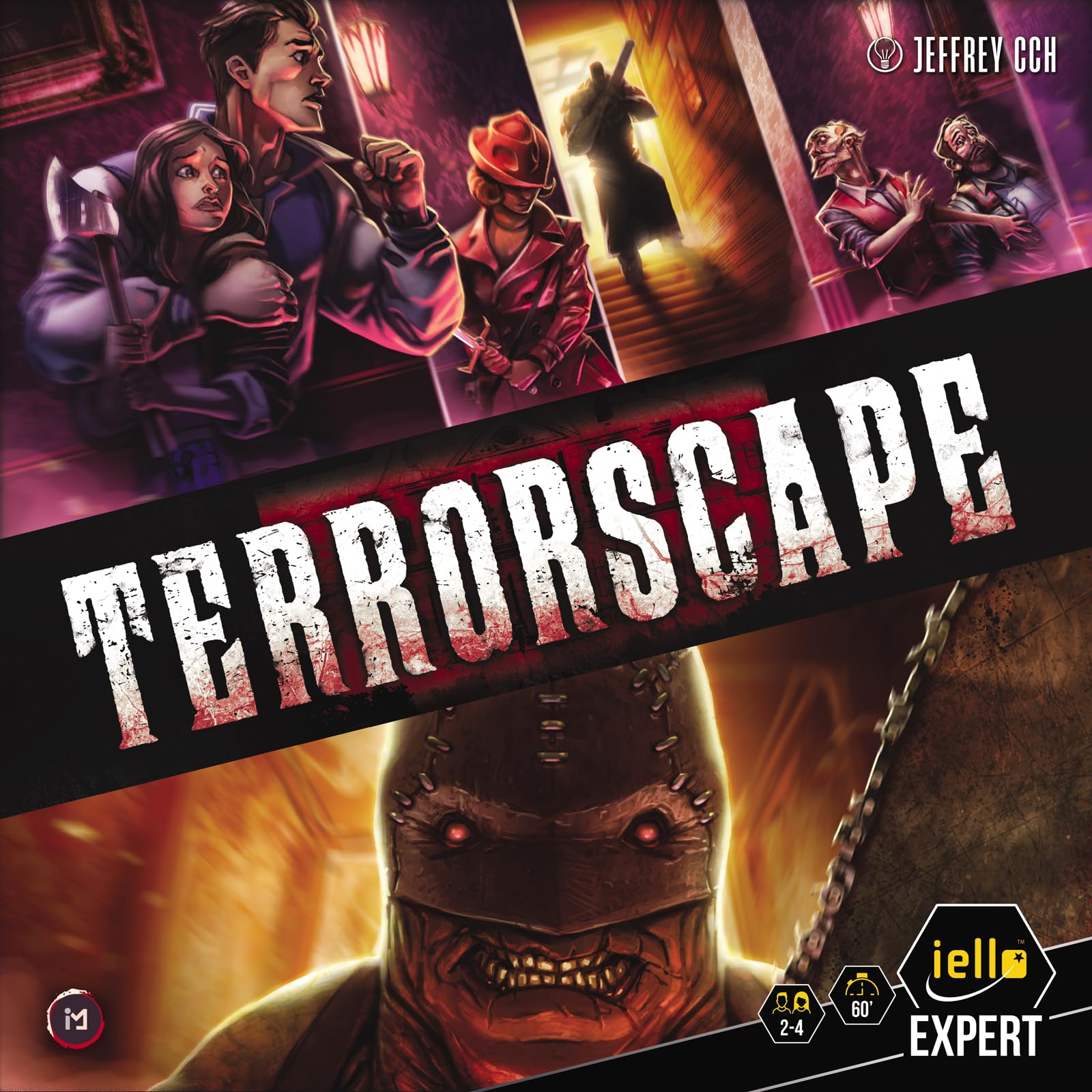 IELLO Terrorscape – Version Française – Jeu de Société d’Horreur Asymétrique et Coopératif, Survivants Contre Tueur | 2 à 4 Joueurs | 45 Min | Dès 14 Ans