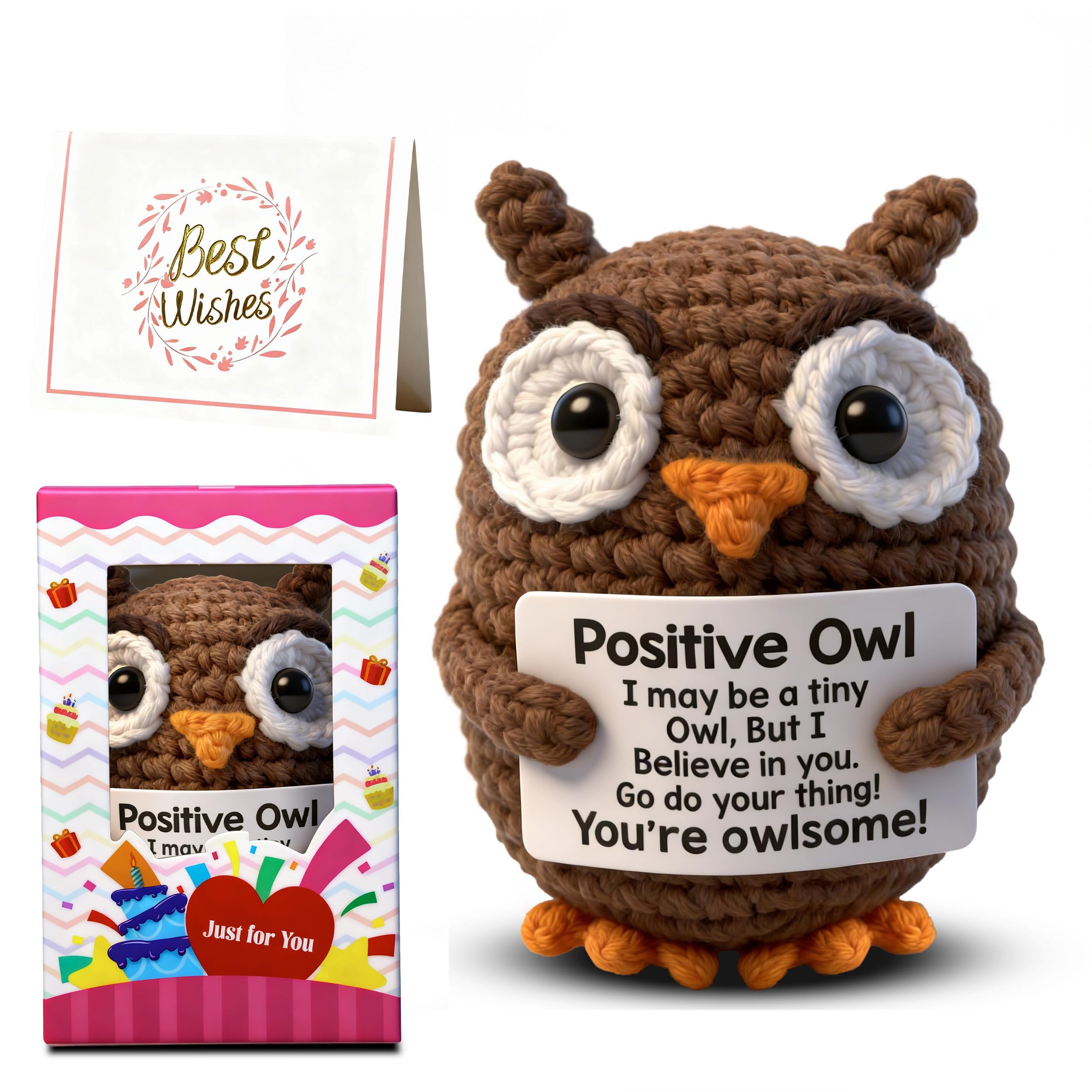 MLZTINGR Handgefertigtes Häkel-Dekoelement Eule – Emotionales Begleitobjekt & Geschenk für Erwachsene zu Weihnachten, Geburtstagen & besonderen Anlässen