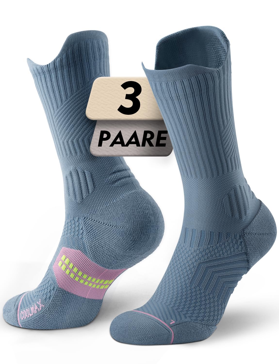 Juclise Bambus Kompression Laufsocken Damen Wandersocken | Atmungsaktives Anti-Blasen Sportsocken COOLMAX leitet Feuchtigkeit ab, verhindert Blasen, trockenes Fußklima