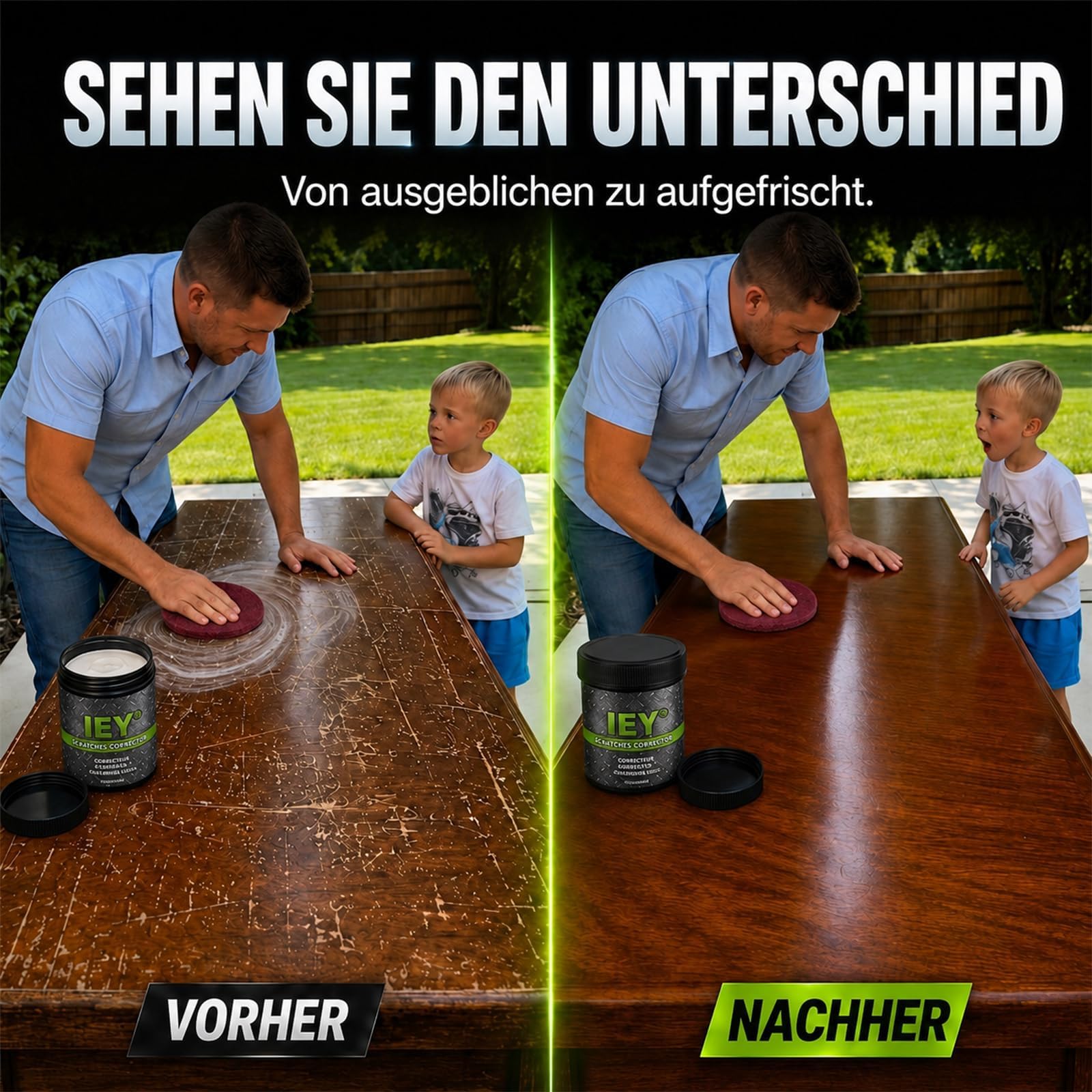 IEY Polierpaste Auto & Metall, Professional Polishing Compound mit Pad | Universal Polierpaste Auto Kratzer Entfernen, Politur für Scheinwerfer, Kunststoff, Holz & Epoxidharz (100g)，2 Stk