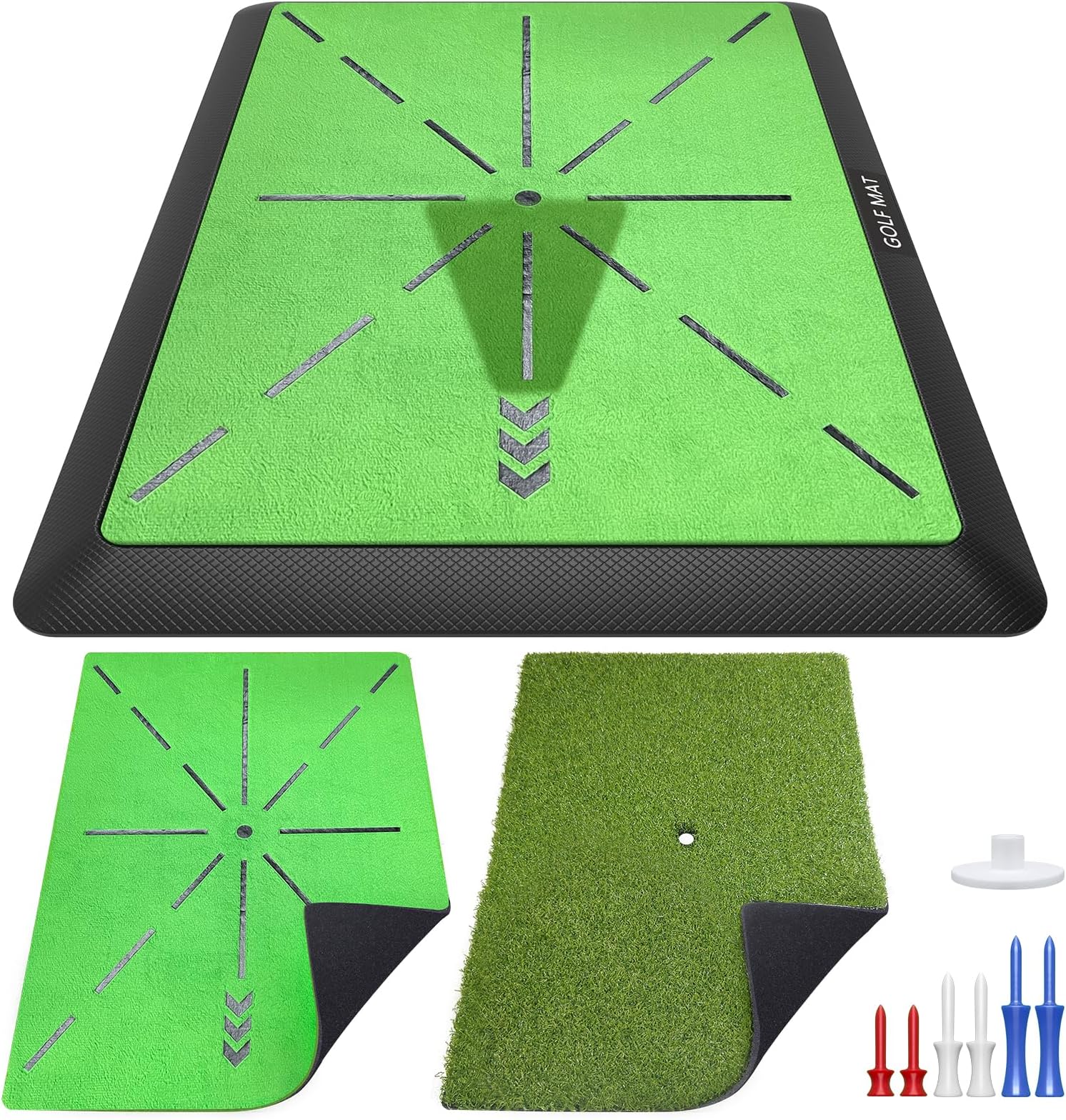 - Golf Hitting Mat, Golf Practice Mat Outdoor Indoor for Training Chipping Show Swing Path, Golf Impact Turf Mat with Rubber Backing,Golf Accessories for Men,Gifts for Men/Dad/Husband