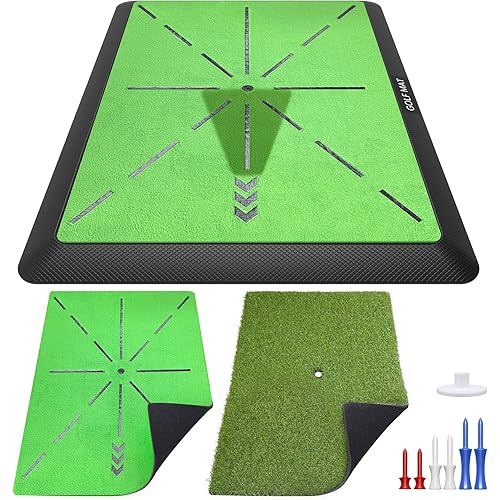Golf Hitting Mat, Golf Practice Mat Outdoor Indoor for Training Chipping Show Swing Path, Golf Impact Turf Mat with Rubber Backing,Golf Accessories for Men,Gifts for Men/Dad/Husband