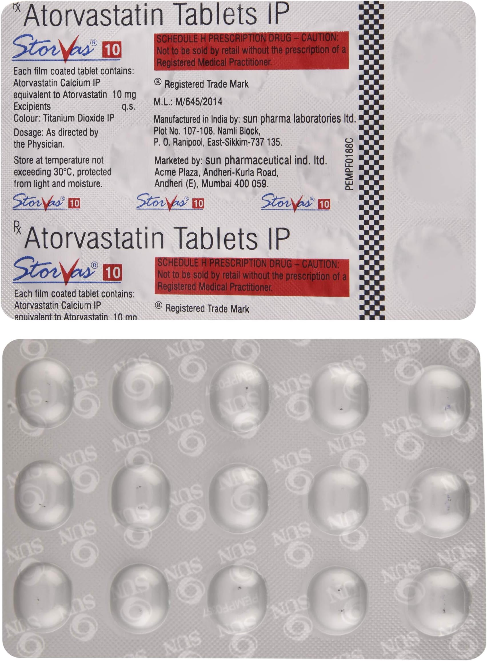 Storvas 10 - Strip of 15 Tablets