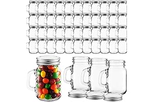 Tessco 24 Pcs 4oz Mini Jars with Lids for DIY & Drinkware