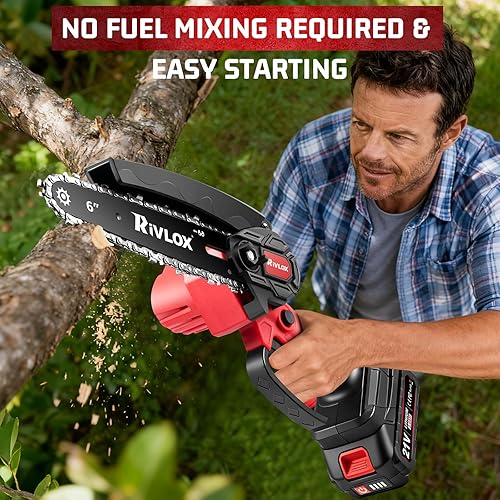 Miniatura 10 de Rivlox Mini motosierra, motosierra eléctrica inalámbrica de 6 y 4 pulgadas, funciona con pilas, sierra de mano portátil con una sola mano para