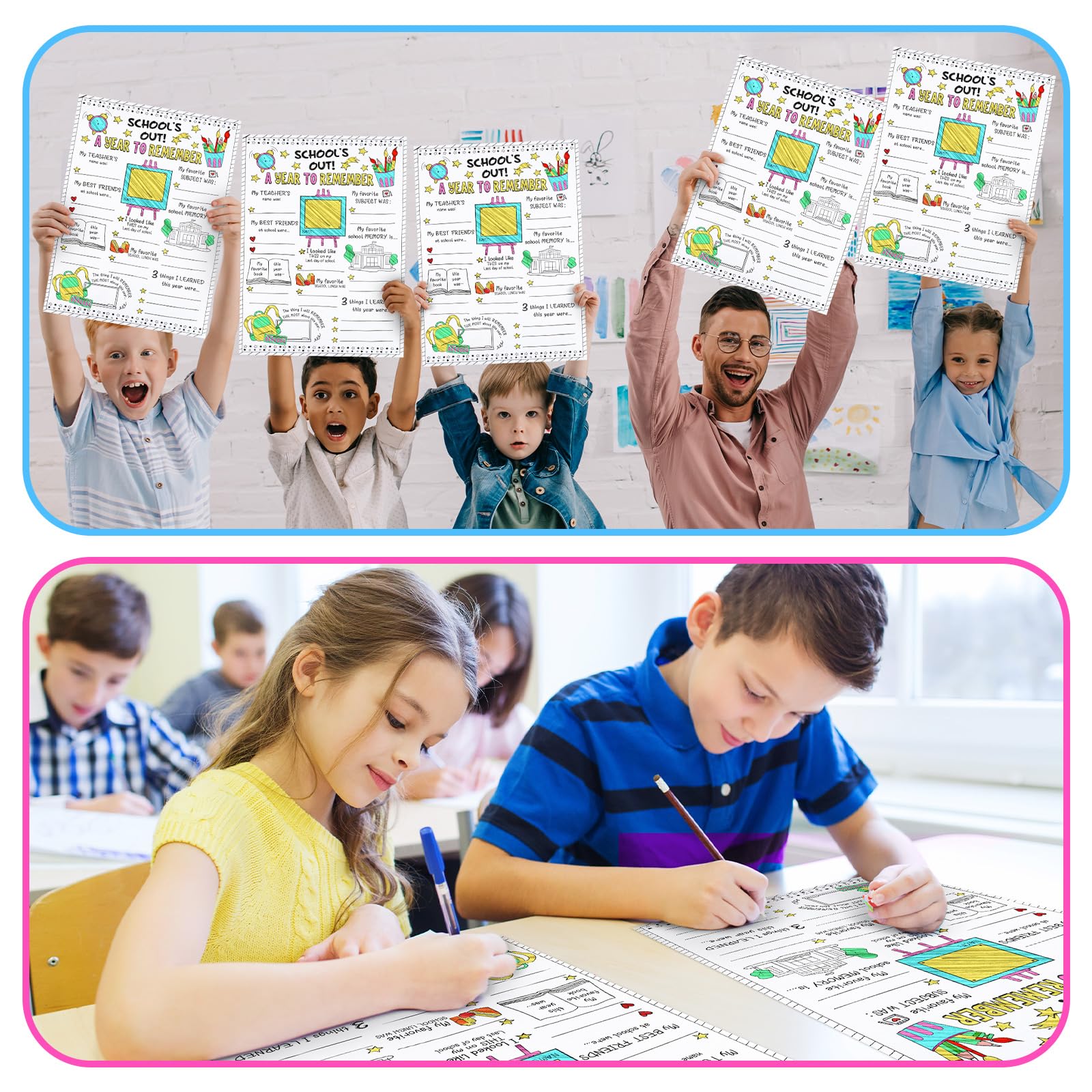 Tenceur 60 Pcs All About My School Year Posters Color Your Own End of School Year Classroom Posters Coloring Posters for Gift from Teacher for Kids Elementary Kindergarten Preschool Supplies - Image 6