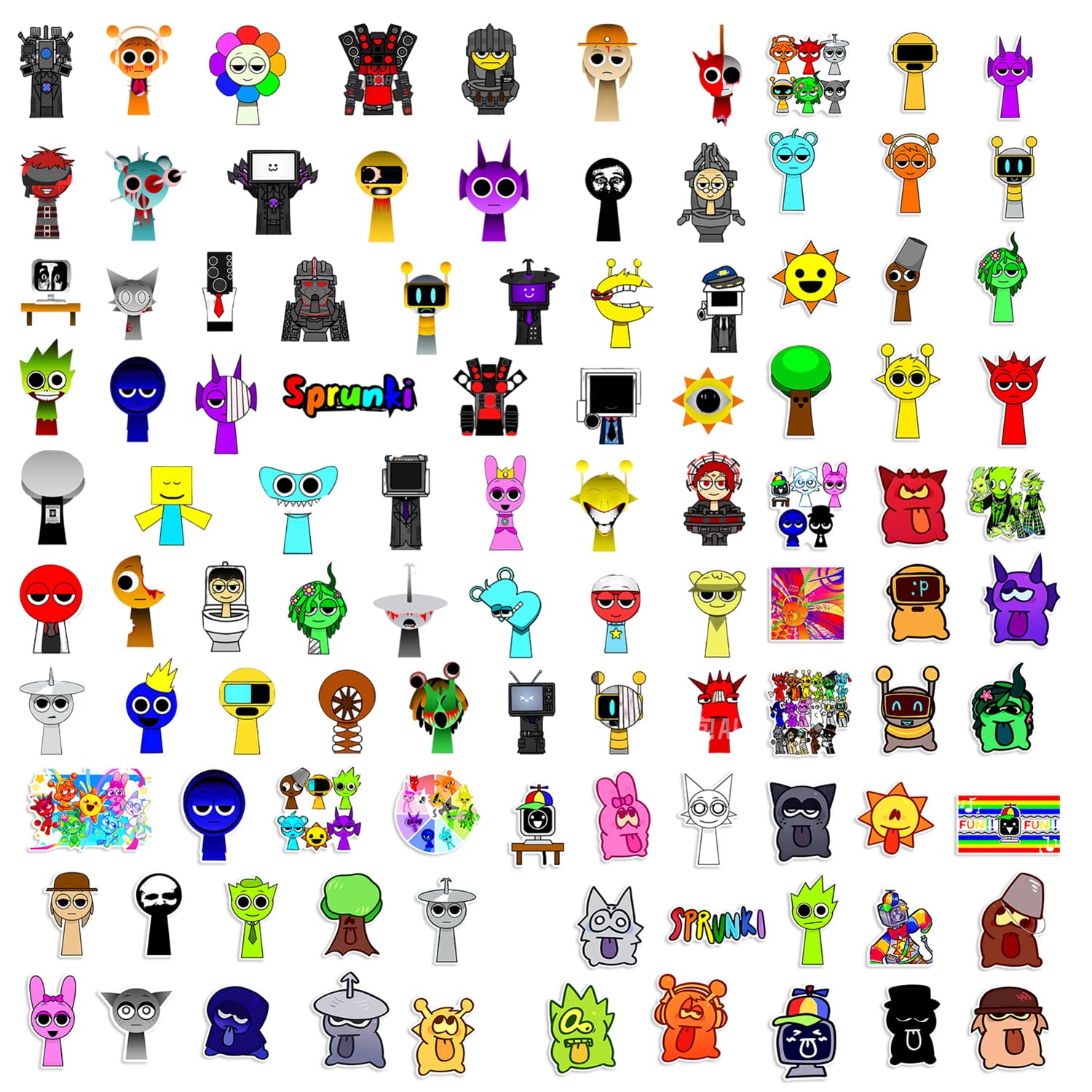 100Pcs Funny Sprunki Stickers Cute Cartoon Video Game Stickers Waterproof Vinyl Music Decals for Laptop Skateboard, Guitar - Image 4