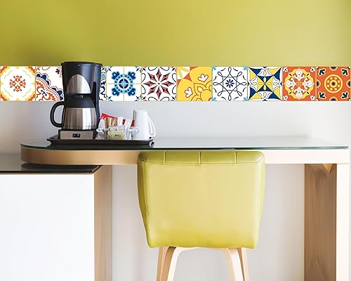 Vista 81 de FLFK Calcomanías de pared para despegar y pegar, para habitación de los niños, calcomanías de peces bajo el mar, 4 x 240 pulgadas (azul)