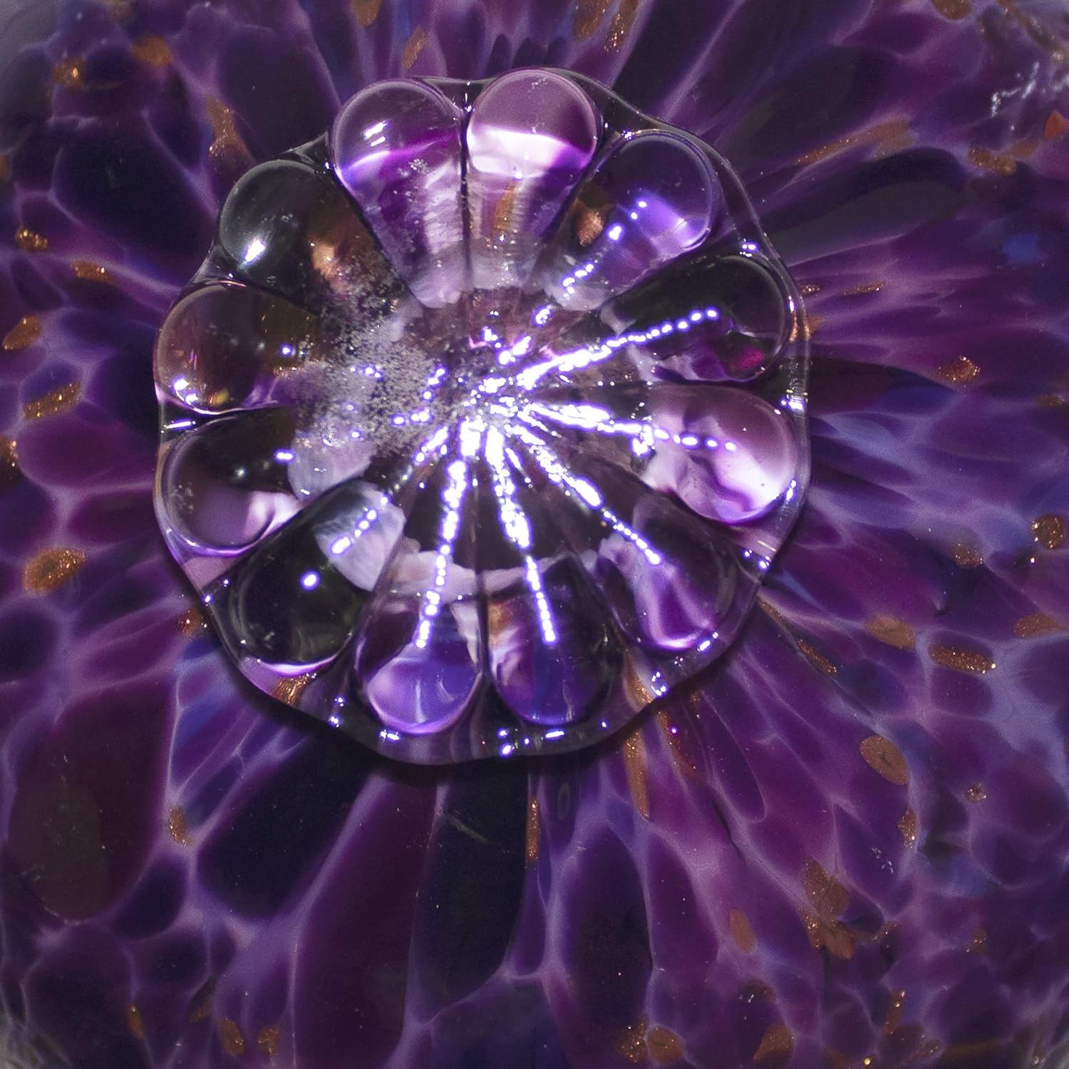 Pond Float. Handmade Blown Glass, Garden Gazing Ball, Table Centerpiece, Assorted Home and Patio Decor. Artist Dehanna Jones. Seattle, WA. (Purple Eggplant)