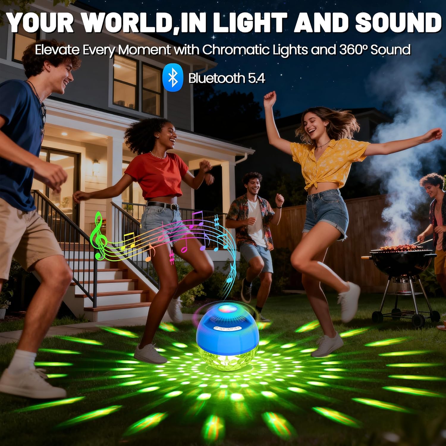 KingSom 2026 Upgraded Floating Pool Speaker with Top Lights,Bluetooth Pool Speaker IP68 Waterproof Hot tub Speakers,Loud Sound Floating Speaker for Pools,BT5.4,24H Playtime Portable Speaker-Light Blue
