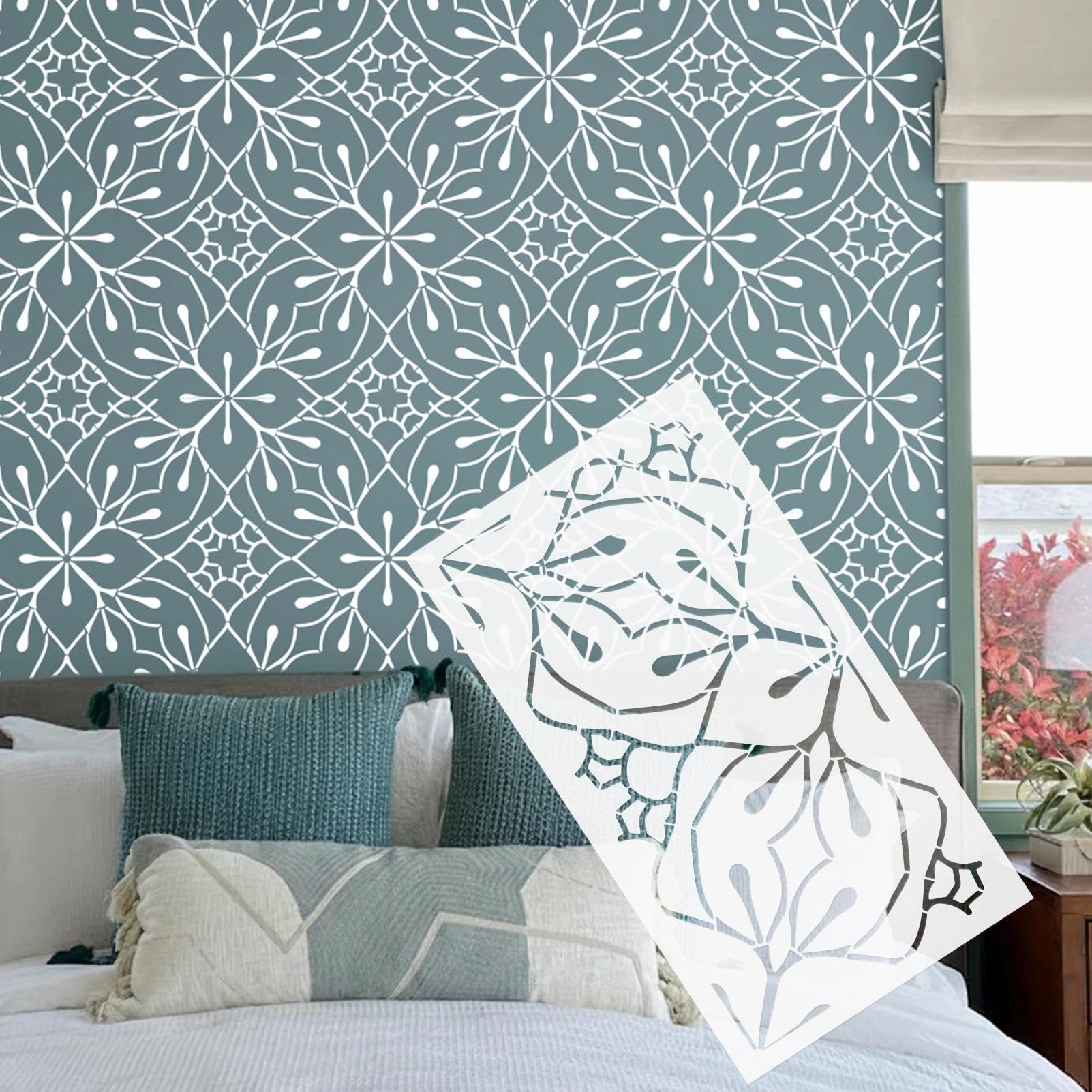 Grand pochoir de peinture murale en plastique robuste ornement marocain pour intérieur élégant
