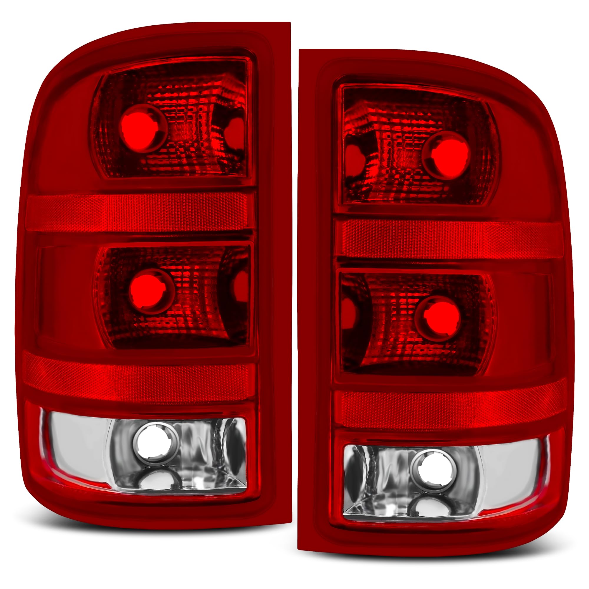 ELH Tail light Assembly Fit For 2007-2013 07 08 09 10 11 12 13 2007 2008 2009 2010 2011 2012 2013 Gmc Sierra 1500 2500HD 3500HD Taillight Chrome Trim Left And Right Side