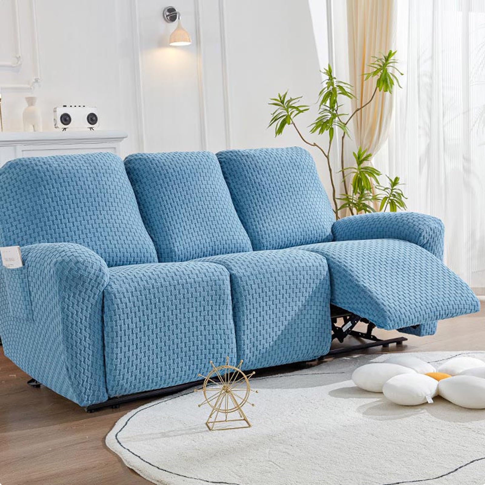 Housse canapé antidérapante lavable en velours doux 3 places