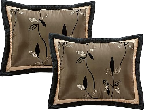 Miniatura 6 de Grand Avenue Juego de edredón de cama de hojas plateadas, tamaño Queen, 7 piezas, edredones y juegos de cama flocados