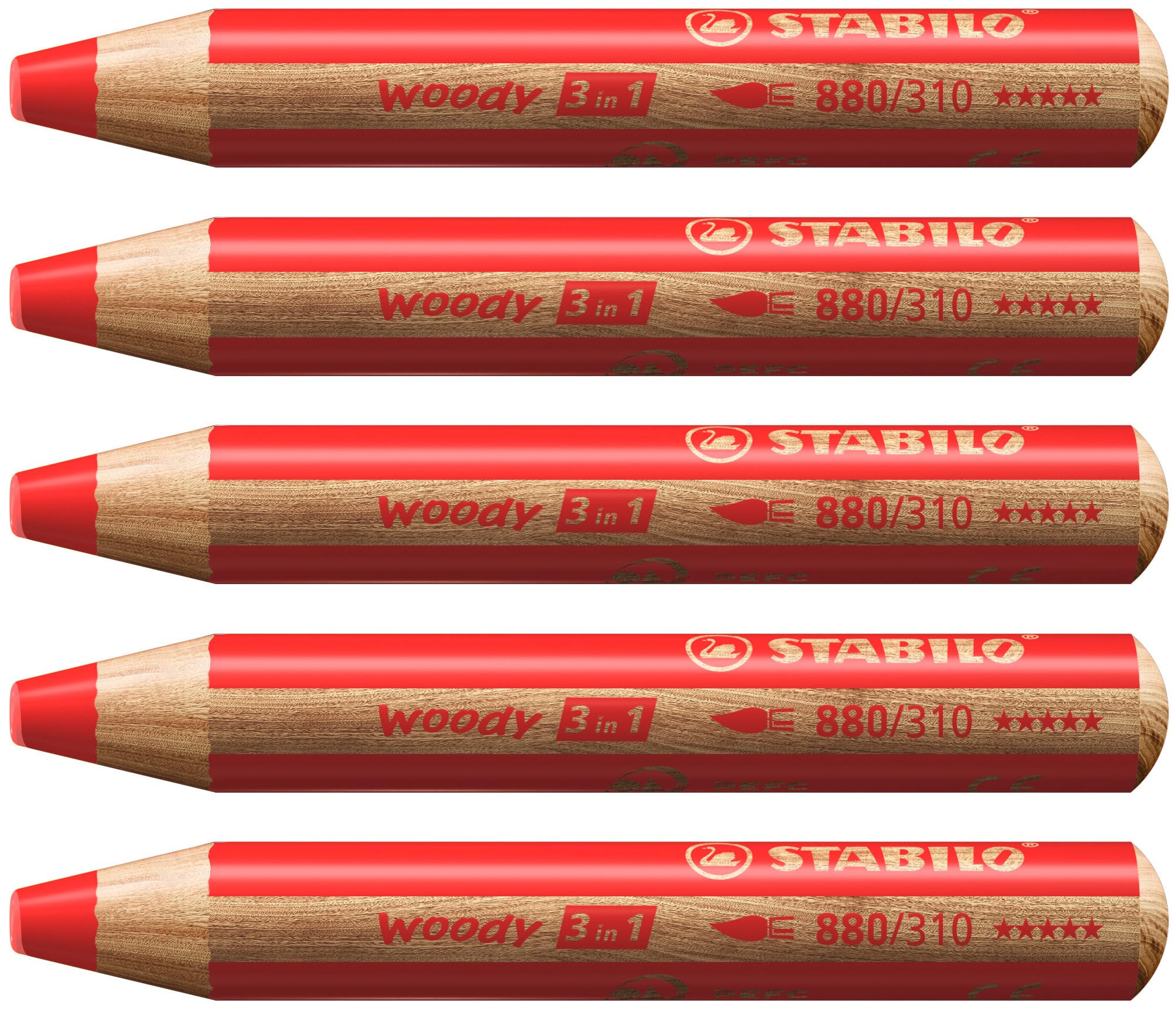 Wielozadaniowa kredka STABILO woody 3-in-1 pudełko 5 szt., kolor czerwony
