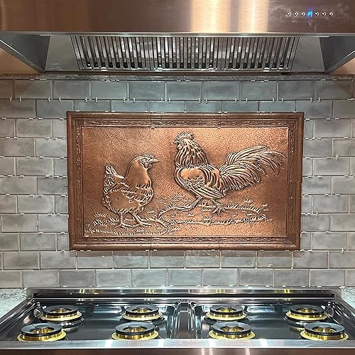 Miniatura 4 de Kitchen Backsplash, Rooster and Chicken Copper Backsplash, Custom Copper Backsplash Panel, Handmade Copper Backsplash Tile, Indoor Outdoor Wall