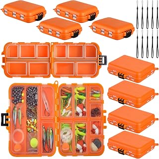 10 Pack Small Tackle Box Organizer for Fishing, Mini Double Sided Portable Pocket Tackle Box Containers for Hooks Lure Baits Swivels Jigs Storage Kayak Boxes (Orange)