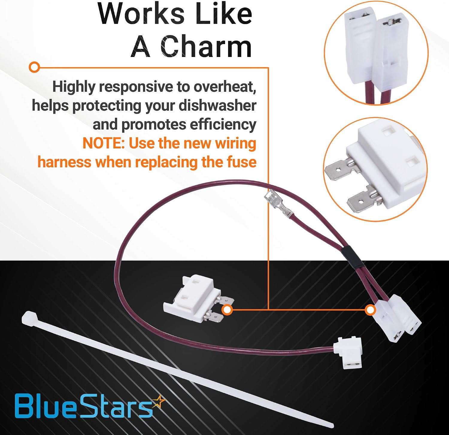 675813 Dishwasher Thermal Fuse Replacement Part by BlueStars - Easy to Install - Exact Fit for Whirlpool Kenmore Dishwasher - Replaces 3375557 3376359 675813 675813VP