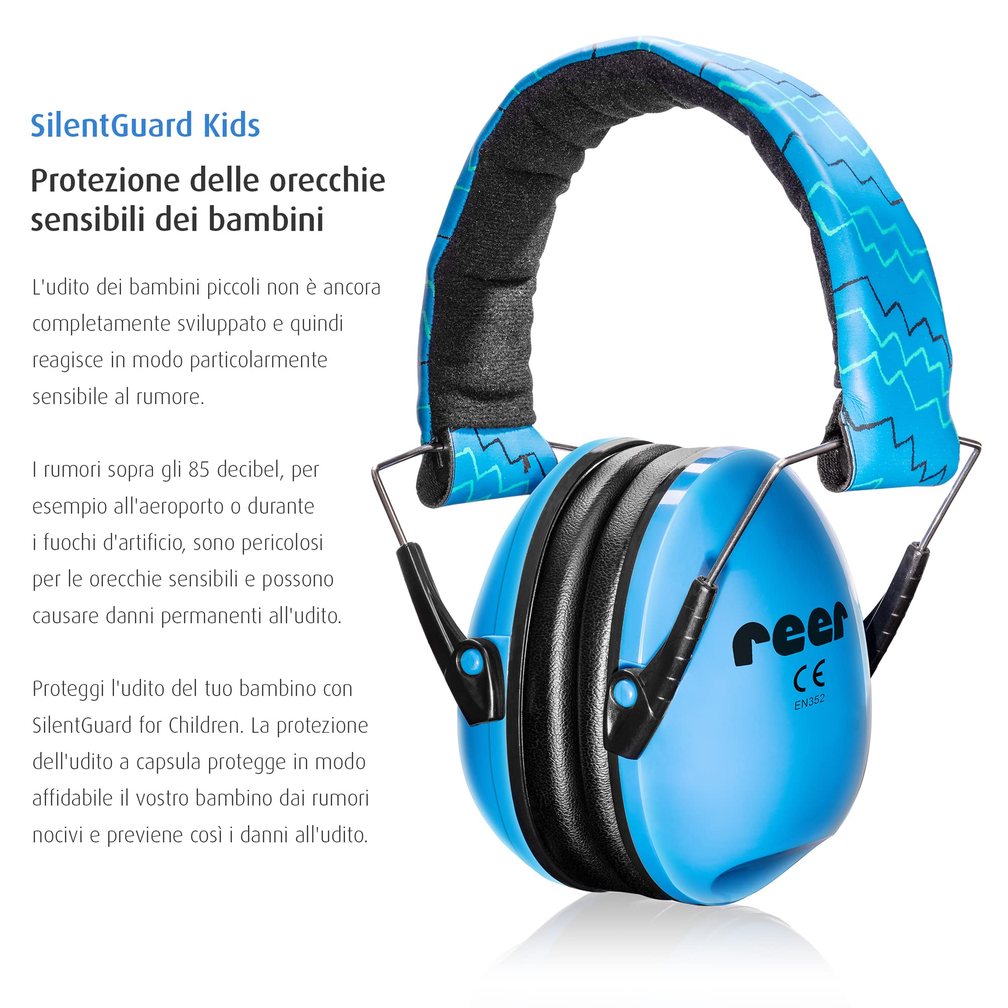 Paraorecchie Per Bambini Reer Silentguard - Protezione Antirumore SNR 27, Colore Blu - Foto 5
