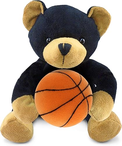 Miniatura 1 de DolliBu Peluche de oso negro con peluche de baloncesto, oso suave y abrazable, adorable juguete de peluche de oso para jugar, lindo regalo de vida