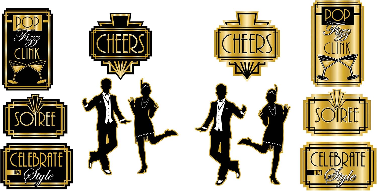 Great 20's Cutouts 12 Piece New Year's Eve Wall Decorations