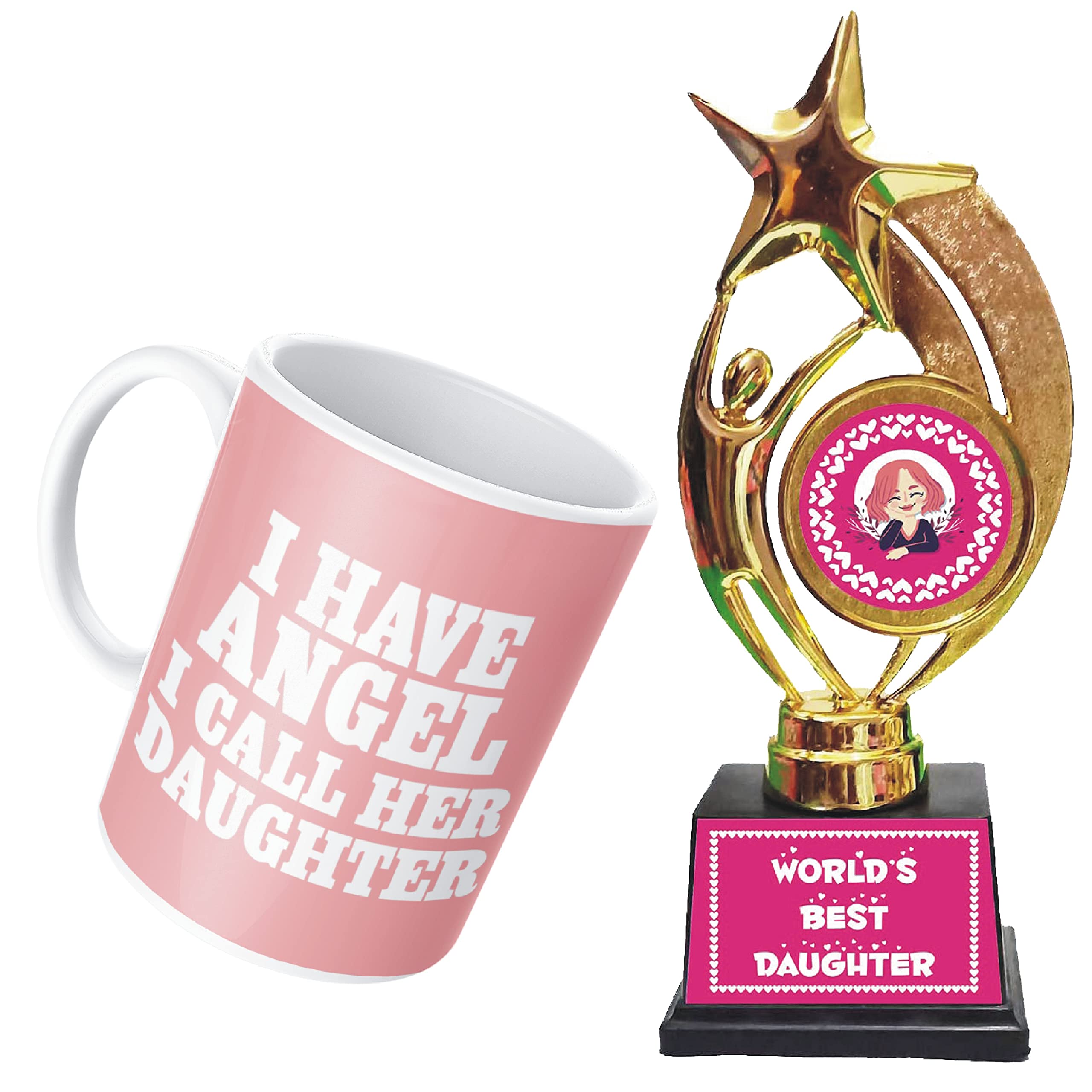 Gifts Bucket Daughters Day Gift I Have Angel I Call Her Daughter Coffee Mug with Trophy Award for Daughter Set of 2, Pink (B09GBJC7Y2) Amazon Price History, Amazon Price Tracker