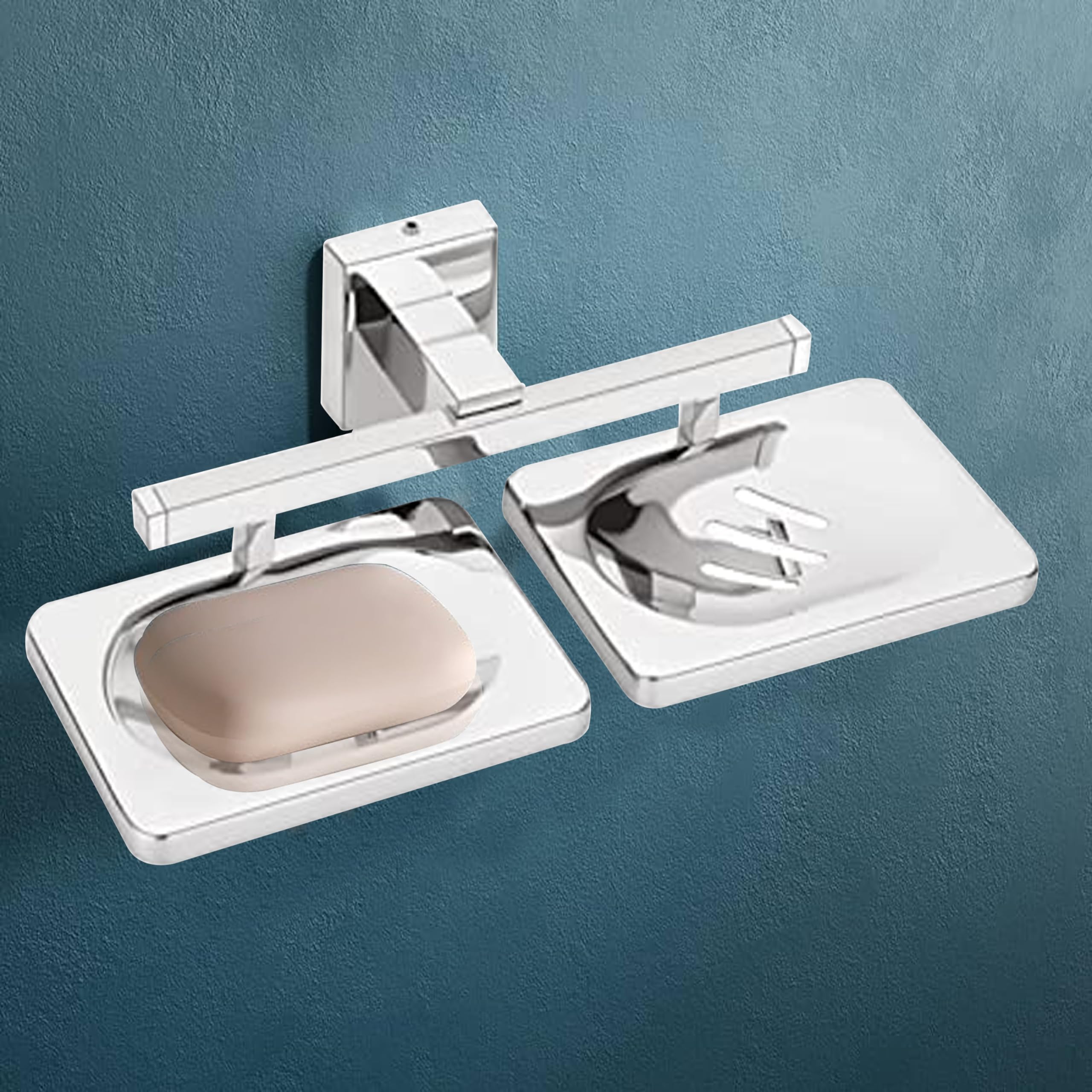 Ruhe® Square Double Soap Dish Holder | 304 Stainless Steel Wall Mounted Square Double Soap Dish | Soap Stand/Soap Holder | Chrome Finish | Pack of 1 (B097F34TNF) Amazon Price History, Amazon Price Tracker