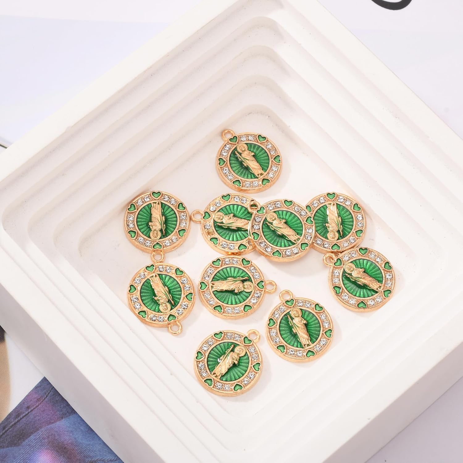 40pcs San Judas Tadeo Charms Saint Jude Pendant for DIY Jewelry Making, Zinc Alloy with Green Enamel, Ideal for Necklace, Keychain, and Craft Projects - Image 6