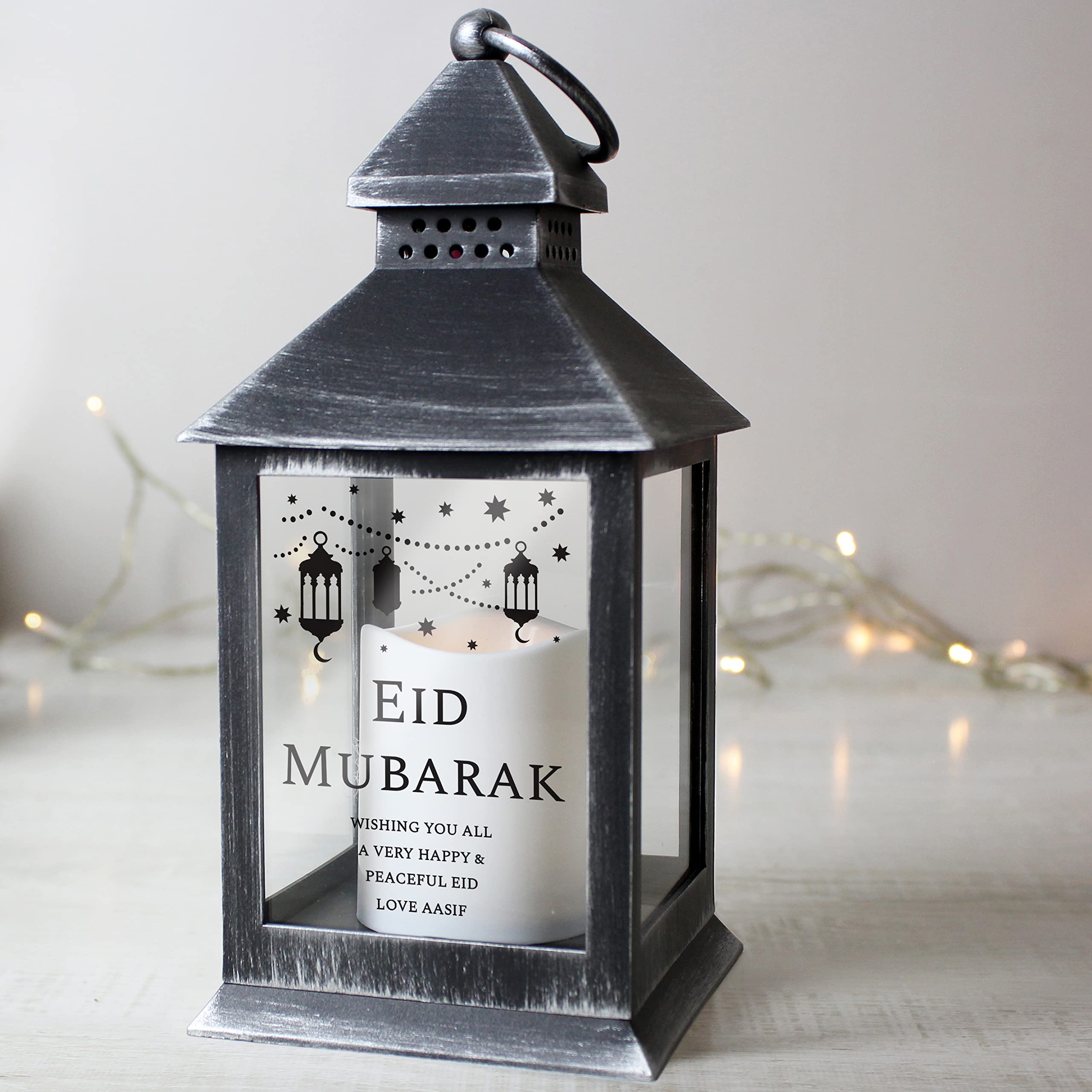 Personalised Memento Black Eid Ramadan Lantern - Plastic