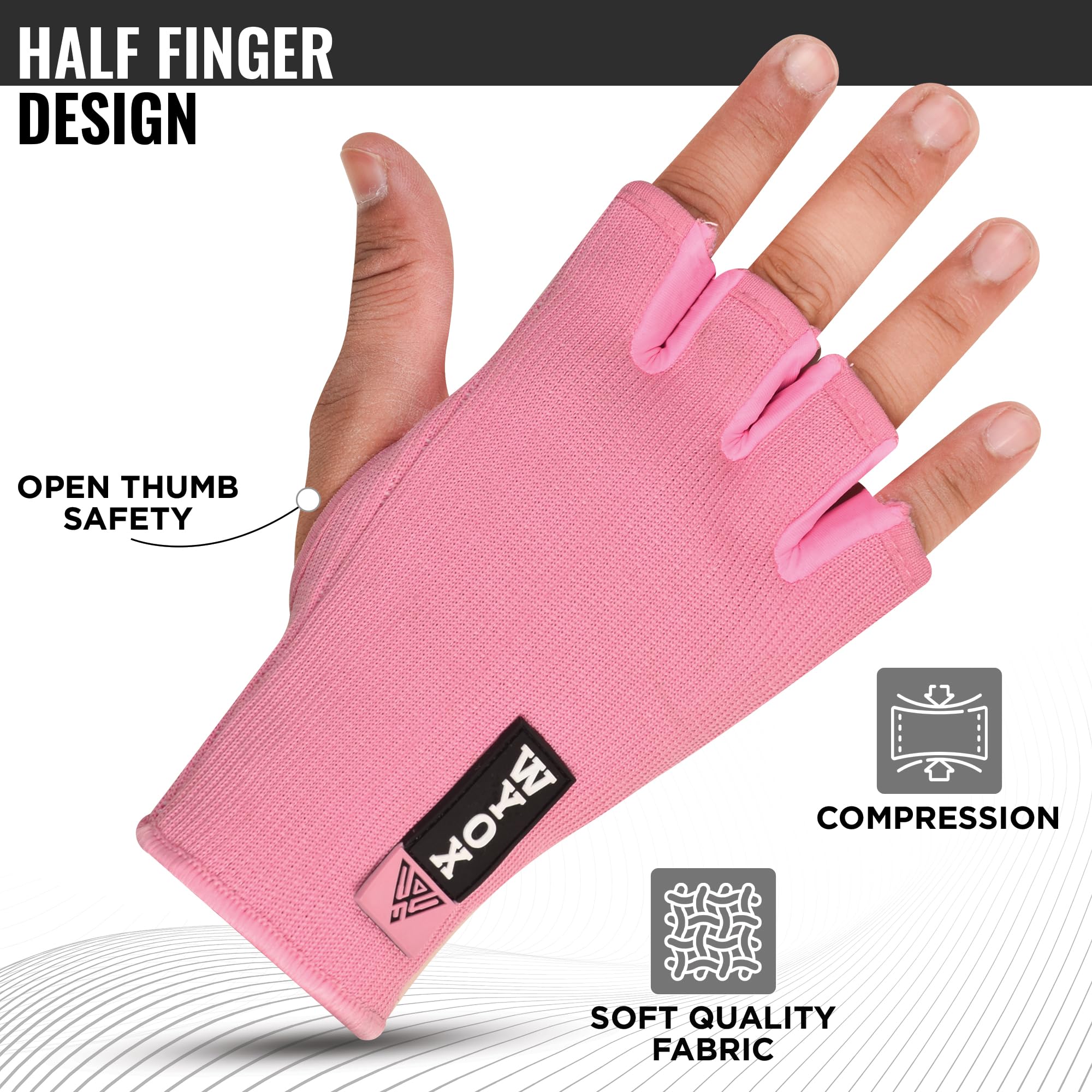 Bull Doza Innenboxhandschuhe – Halbfinger Mit Gummizug, Schweißabsorbierend, Für MMA, Muay Thai & Kickboxen Bull Doza Innenboxhandschuhe – Halbfinger Mit Gummizug, Schweißabsorbierend, Für MMA, Muay Thai & Kickboxen