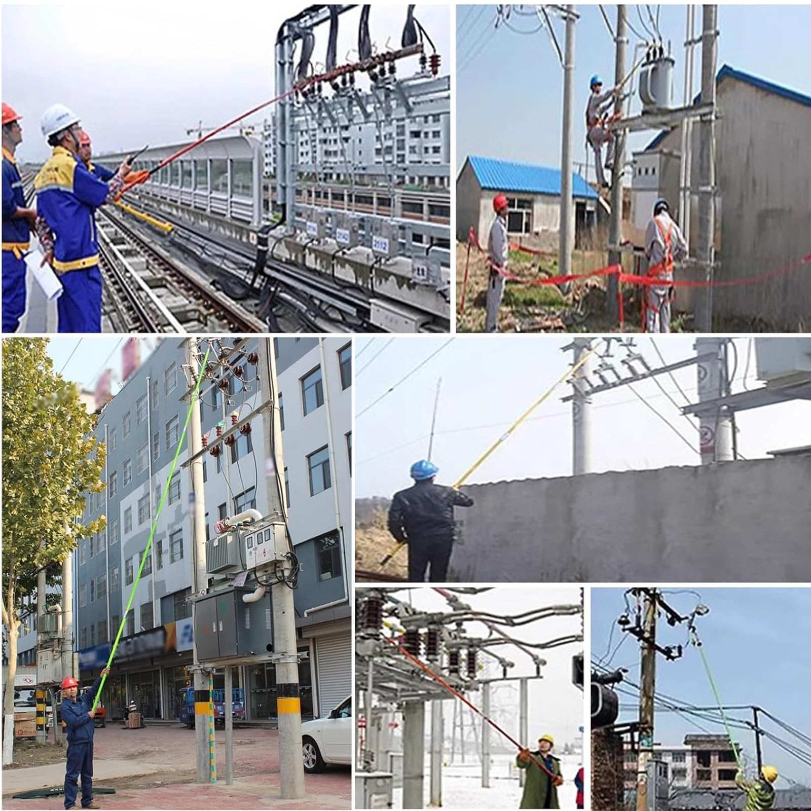 Gancho de Rescate Aislado de 10 kV, 2 Secciones, 2 m, no Conductor para Operaciones seguras en líneas eléctricas, Equipo operativo para electricistas, 35 kV, 3 Secciones, 4,5 m Disponible.