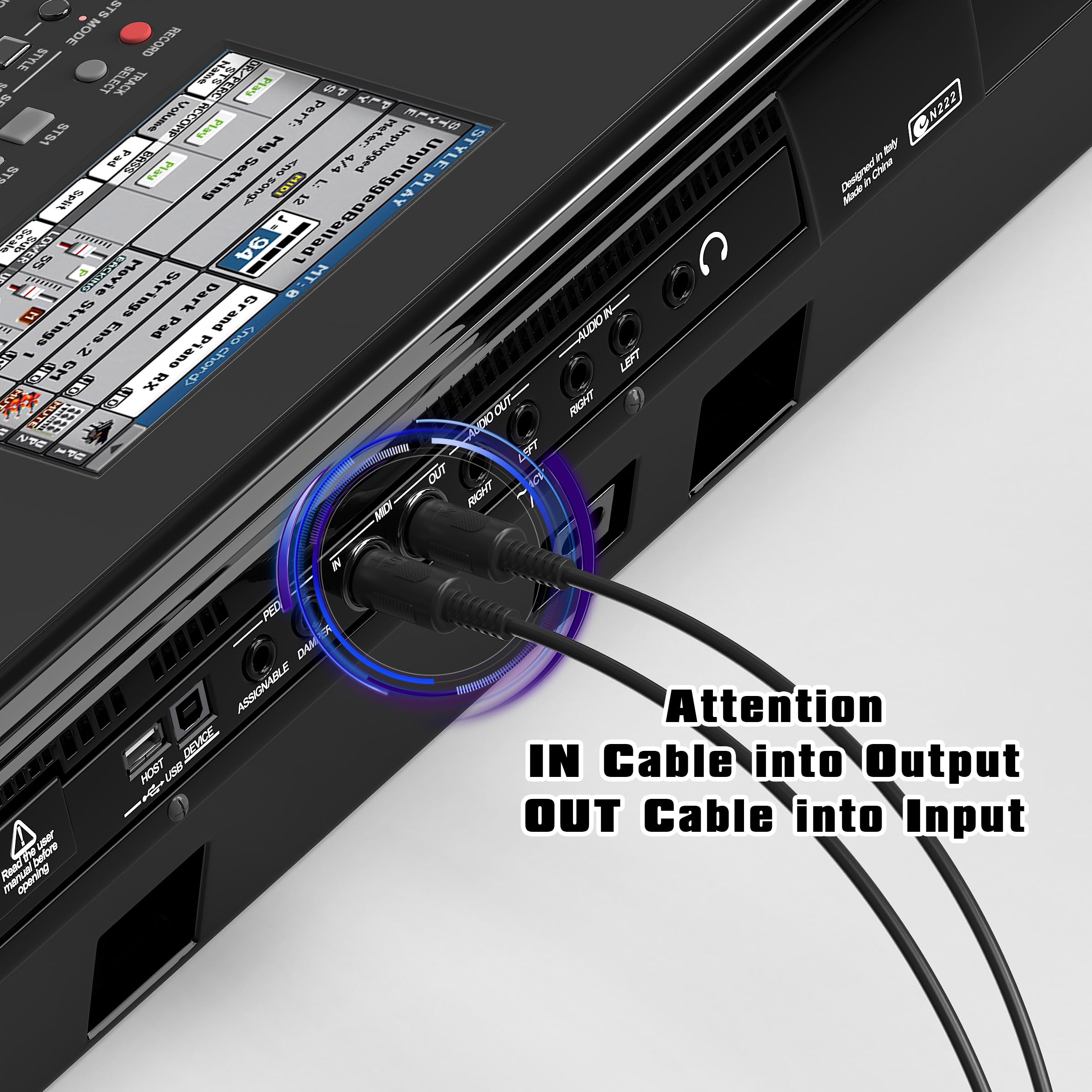 FORE Interfaz MIDI a USB compatible con cable MIDI USB tipo C con entrada y salida, funciona con teclado MIDI/sintetizador/MIDI Deivce compatible con iOS y Android, Windows/Mac OS negro y naranja, 6.5