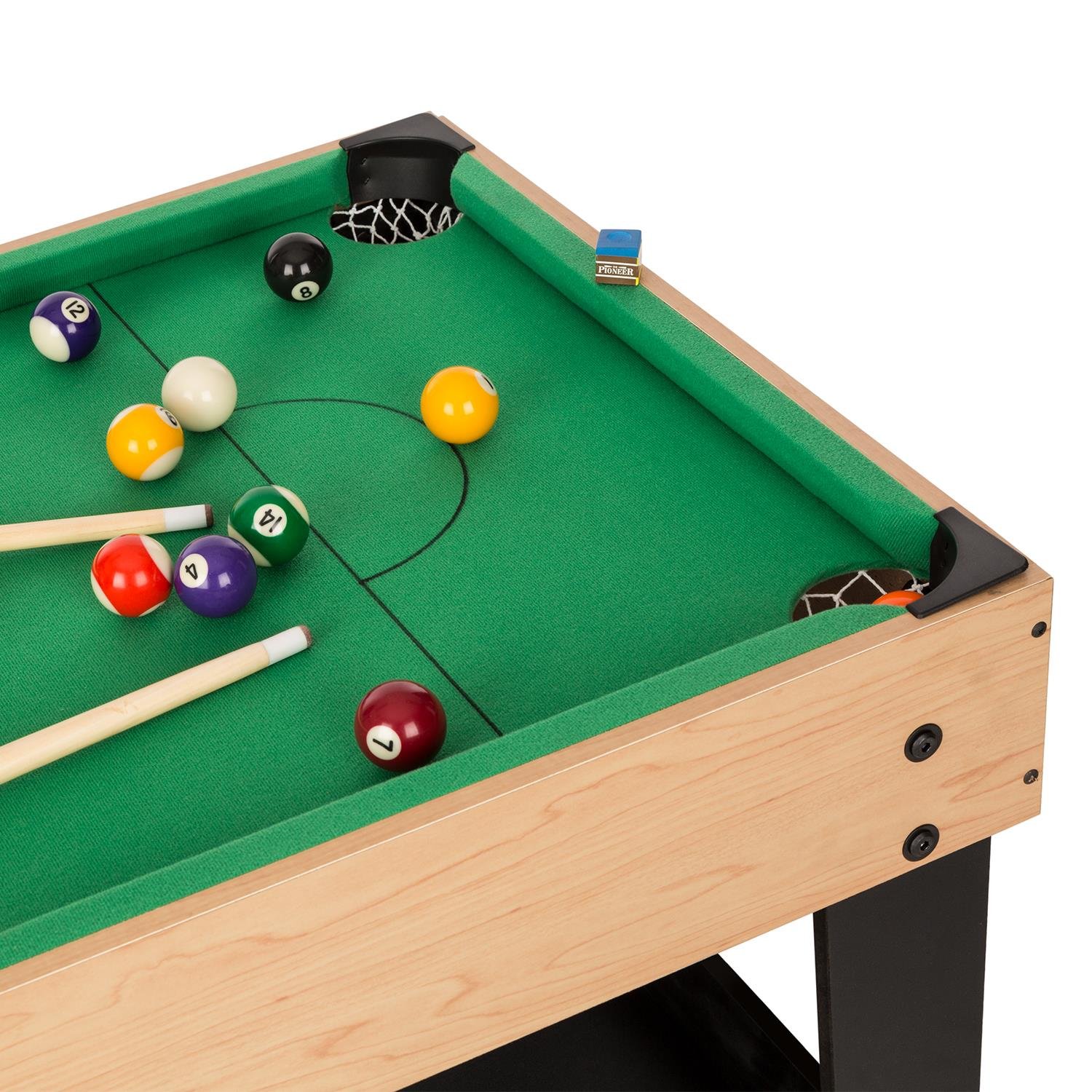 OneConcept Game-Star - Table multijeux Pliable, Table Billard Pliable, Babyfoot de Table, Pieds réglables, Description complète des Jeux, Dimensions 105 x 71 x 58 cm (lxhxp)