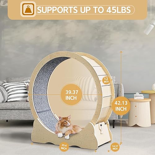 Miniatura 2 de LiiZee Rueda de ejercicio para gatos de interior, diámetro de 35.4 pulgadas, rueda de correr para gatos, rueda de caminadora resistente con