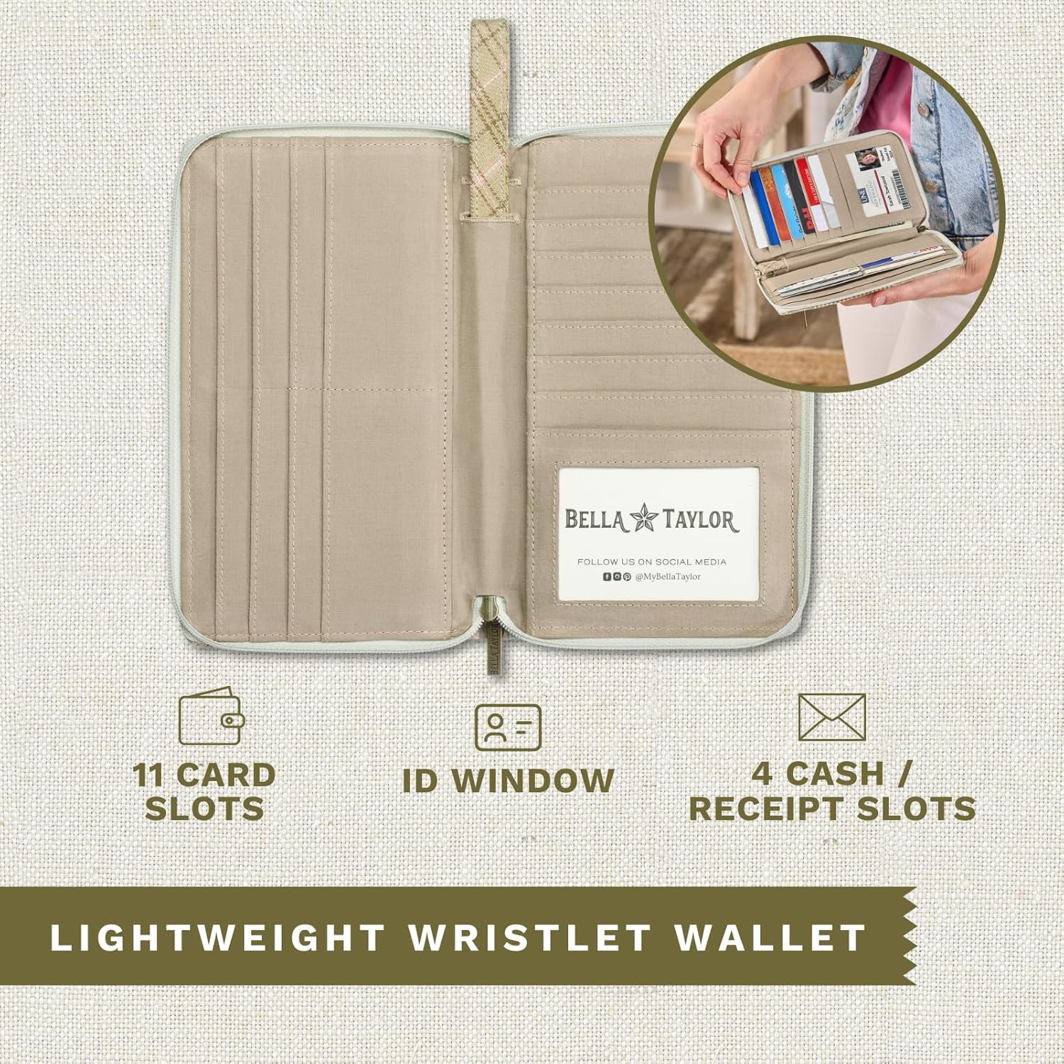 Bella Taylor Wrist Strap Wallet for Women | Multi Card Zip Around Wallet with RFID Protection and Wristlet Strap - Image 4