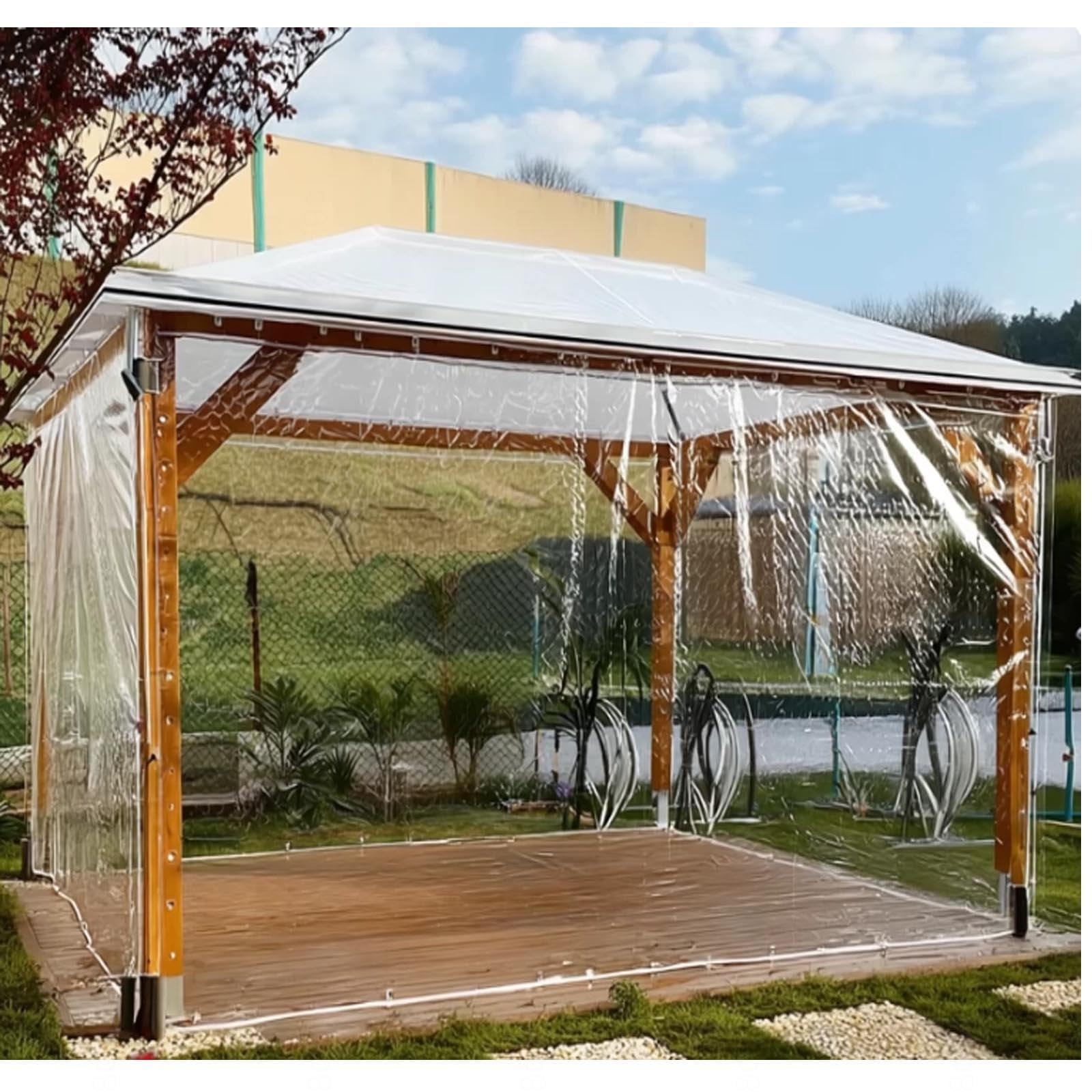 Schwere Pvc Wasserdichte Regendichte Plane,0,3mm Plastik Klare Wasserdichte Abdeckplane,Außen Regen- Und Sonnen Schutzplane,Reißfeste Zeltplane,LxW-3x2.5m/9.8x8.2ft