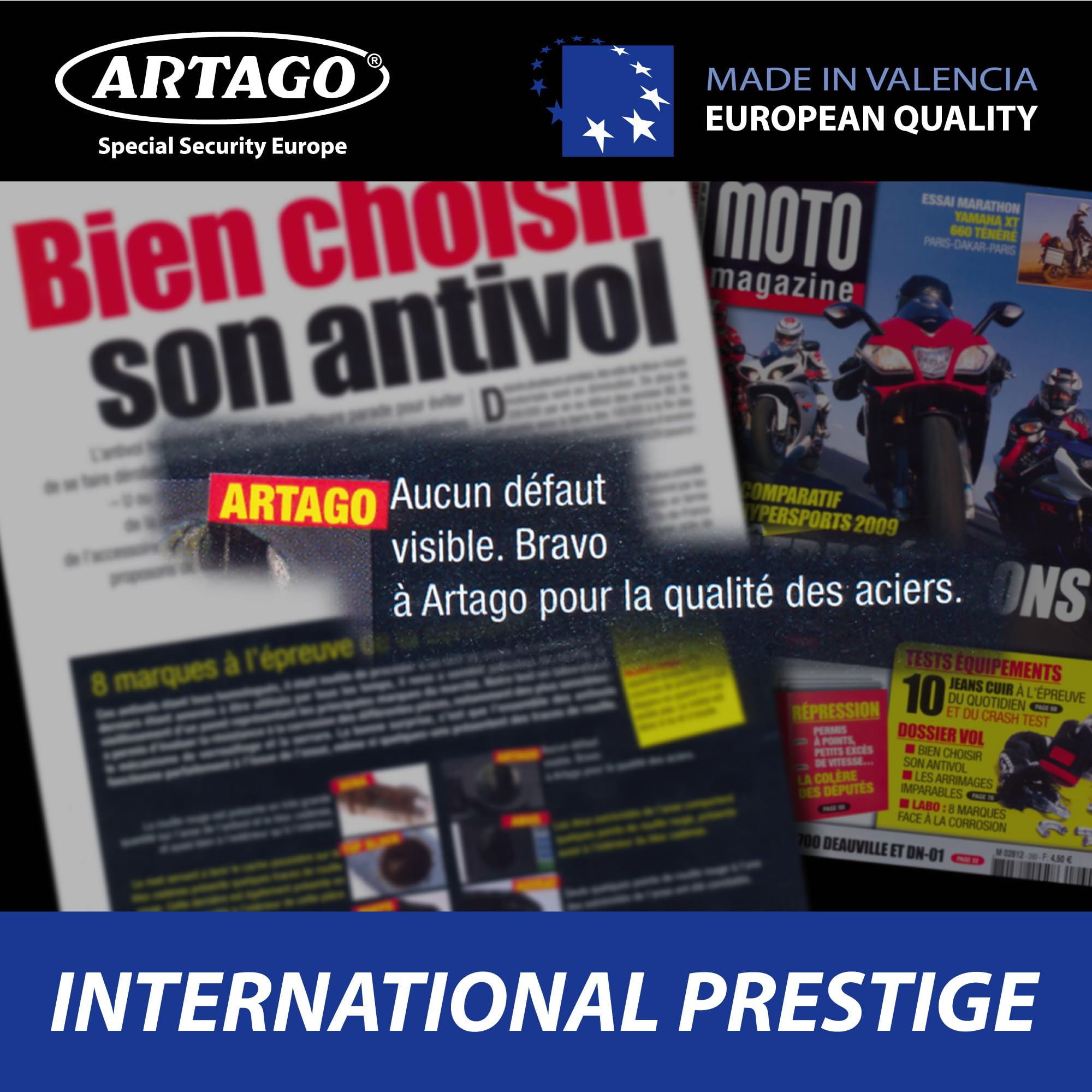 Artago 68T150 Catena Moto Antifurto Pesante ad Alta Sicurezza, Omologata Sold Secure, ø15 150cm, BUNKER SELECTION, Lucchetto MONOBLOK in Acciaio Forgiato, Catena Cementata Antifurto per Moto Scooter